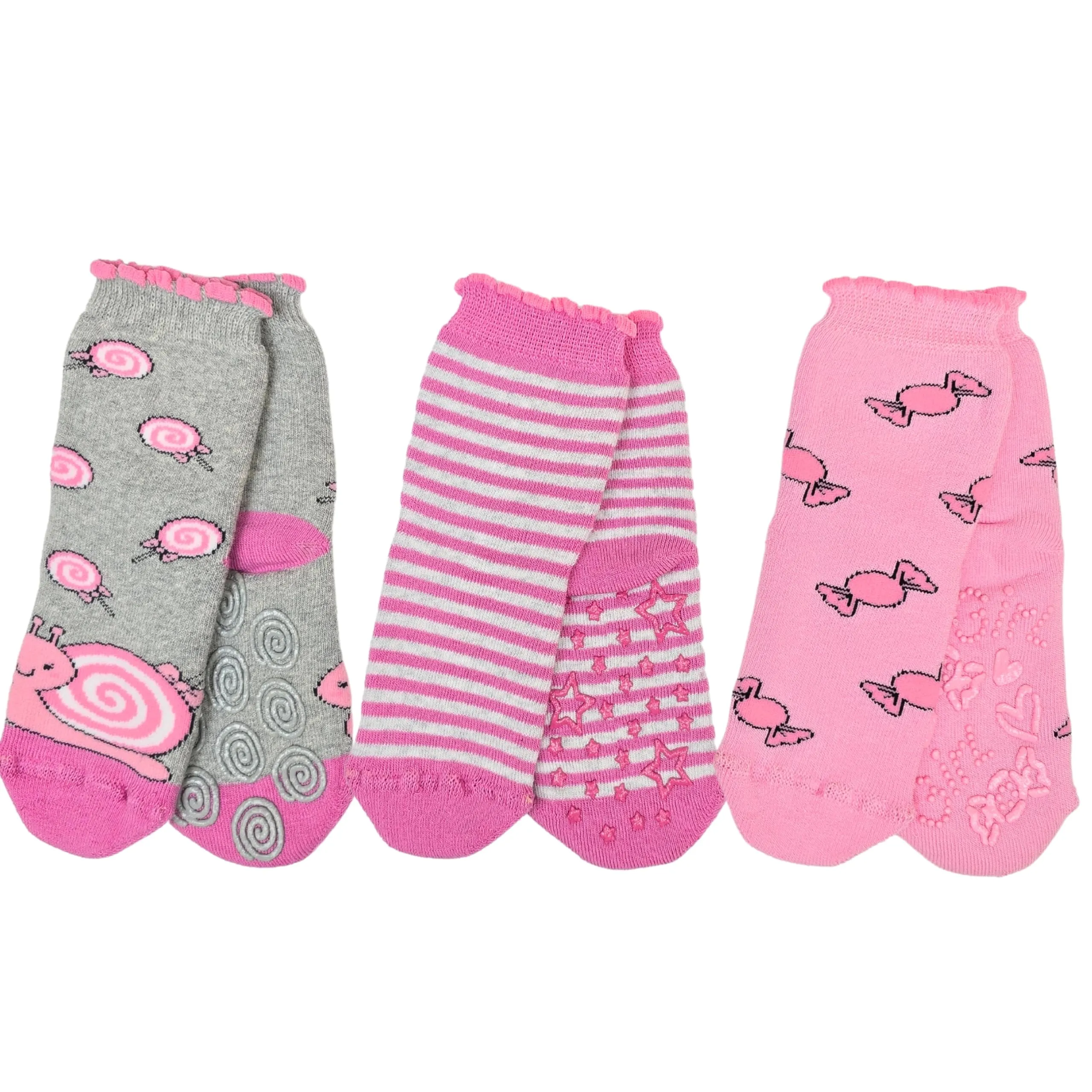 LEON D'ORO Calzini Bambina Antiscivolo in Cotone, 3 Paia, Made in Italy - immagine 1