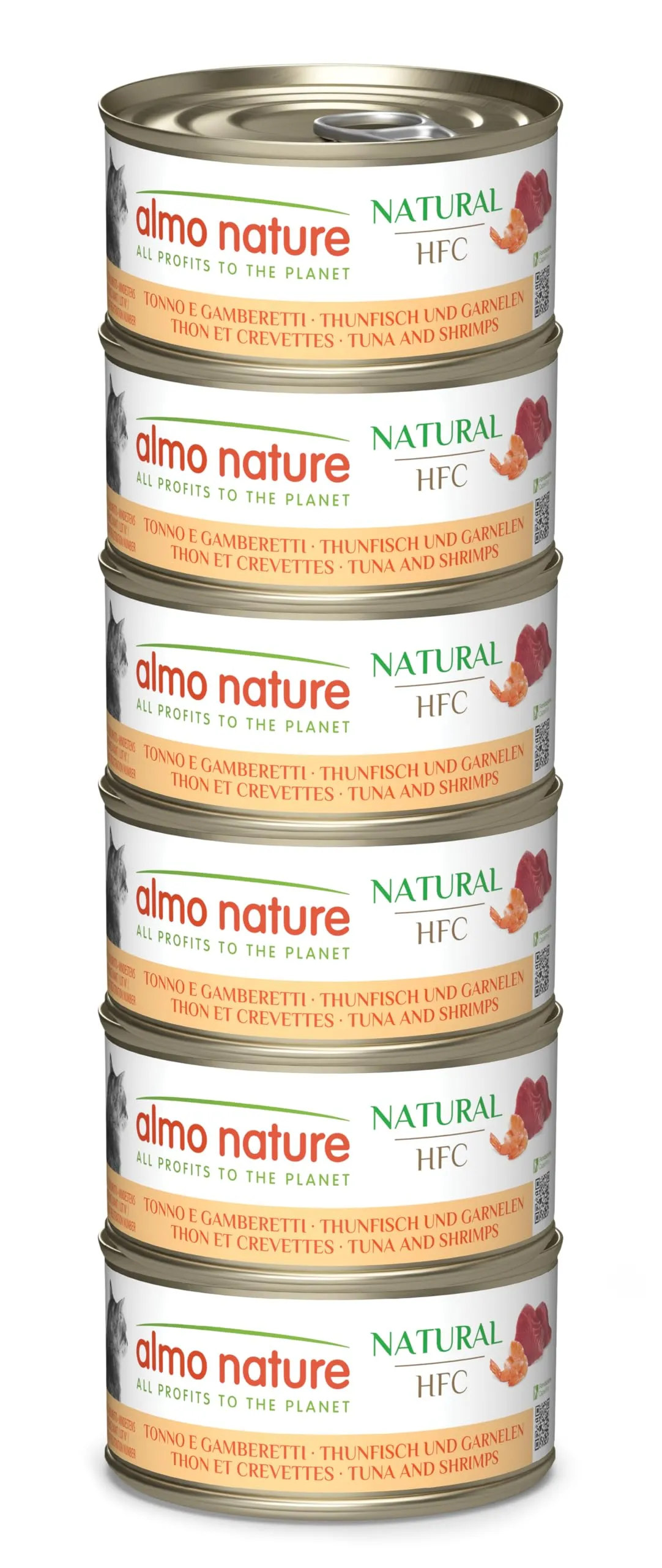 Almo Nature HFC Natural Umido per Gatti Tonno e Gamberetti 420 g (6 x 70 g) - immagine 1
