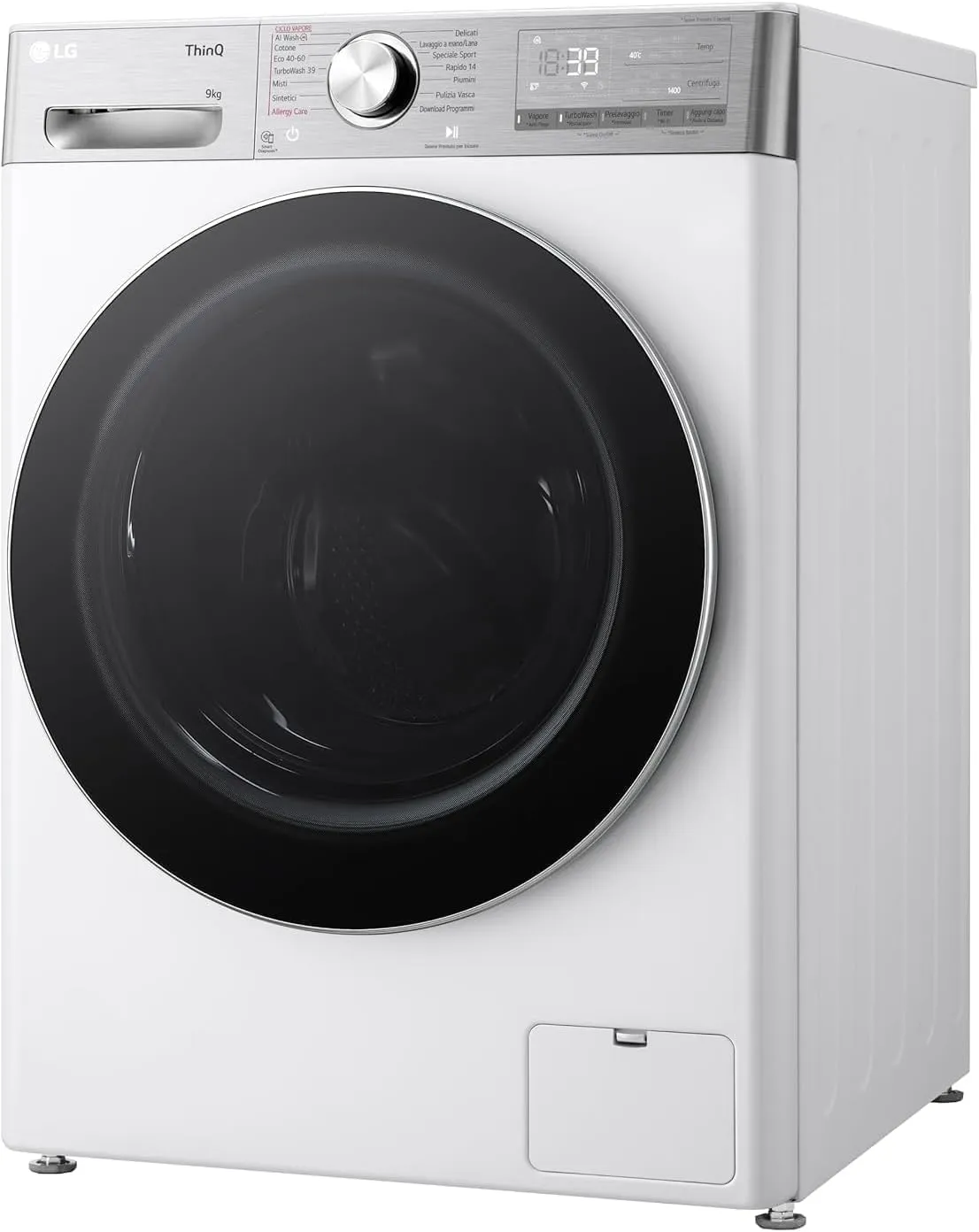 LG F4R9009TPWC Lavatrice 9kg Classe A, Serie R9, 1400 Giri, AI DD, TurboWash 360, Wi-Fi, Bianca - immagine 10