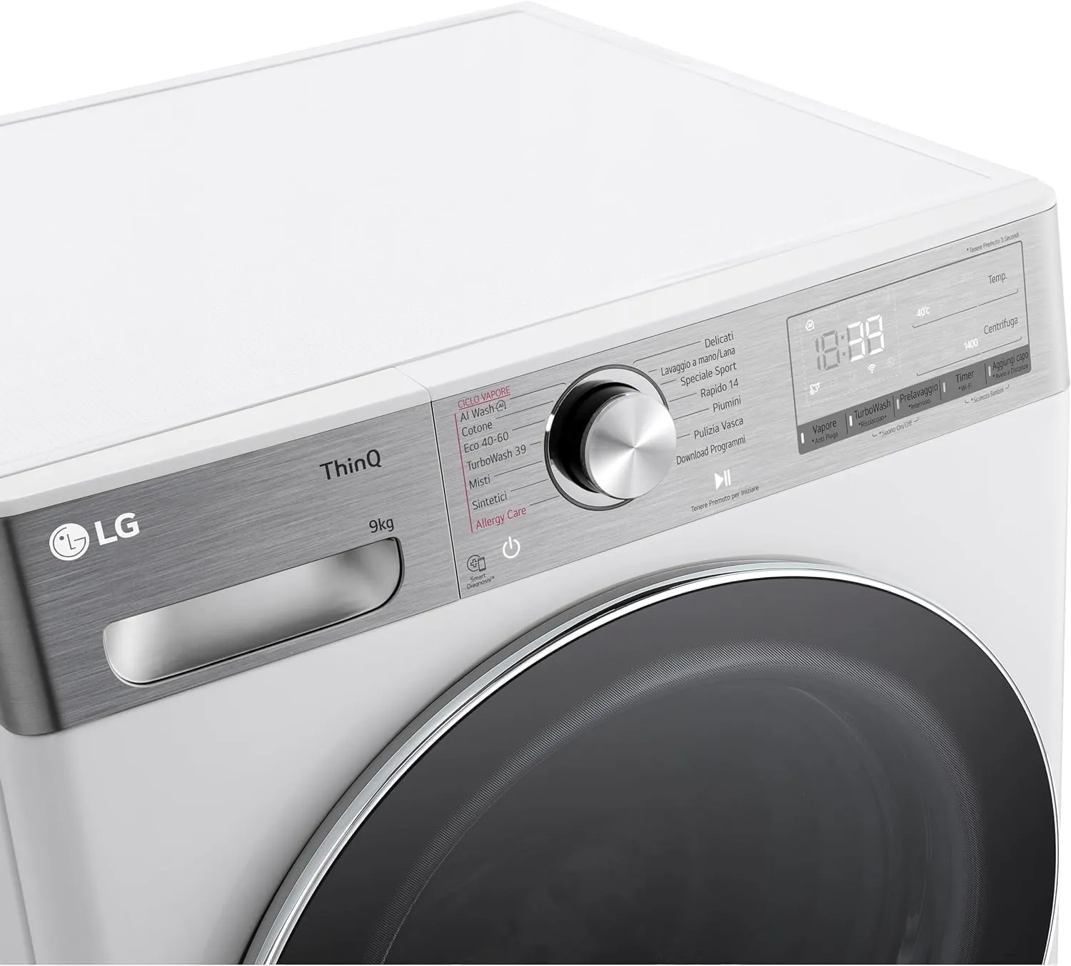 LG F4R9009TPWC Lavatrice 9kg Classe A, Serie R9, 1400 Giri, AI DD, TurboWash 360, Wi-Fi, Bianca - immagine 11