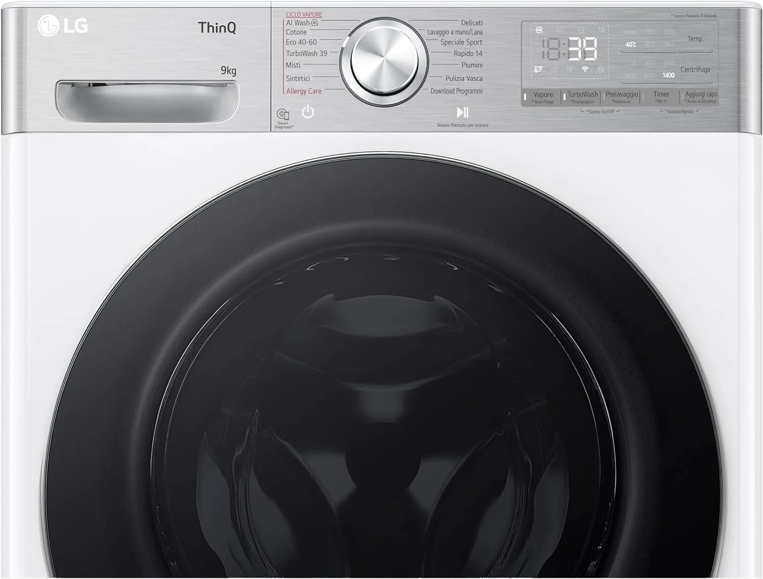 LG F4R9009TPWC Lavatrice 9kg Classe A, Serie R9, 1400 Giri, AI DD, TurboWash 360, Wi-Fi, Bianca - immagine 12