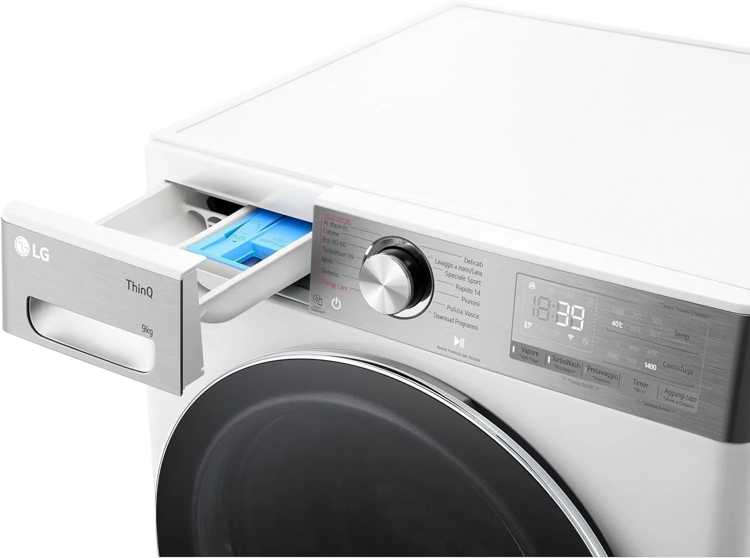 LG F4R9009TPWC Lavatrice 9kg Classe A, Serie R9, 1400 Giri, AI DD, TurboWash 360, Wi-Fi, Bianca - immagine 13