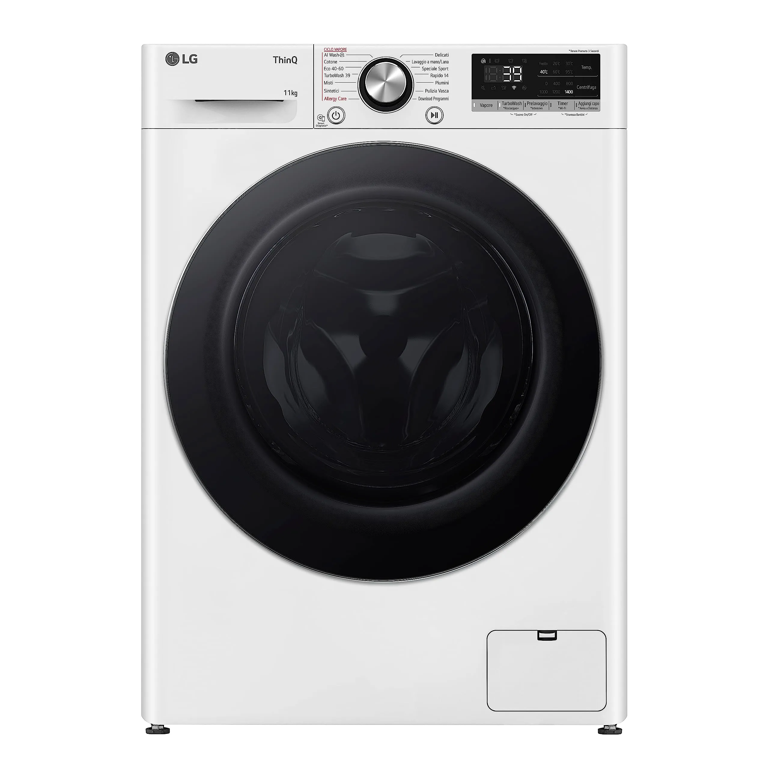 LG F4R7011TSWC Lavatrice AI DD 11kg Classe A, 1400 Giri, TurboWash 360, Wi-Fi, Bianca - immagine 2