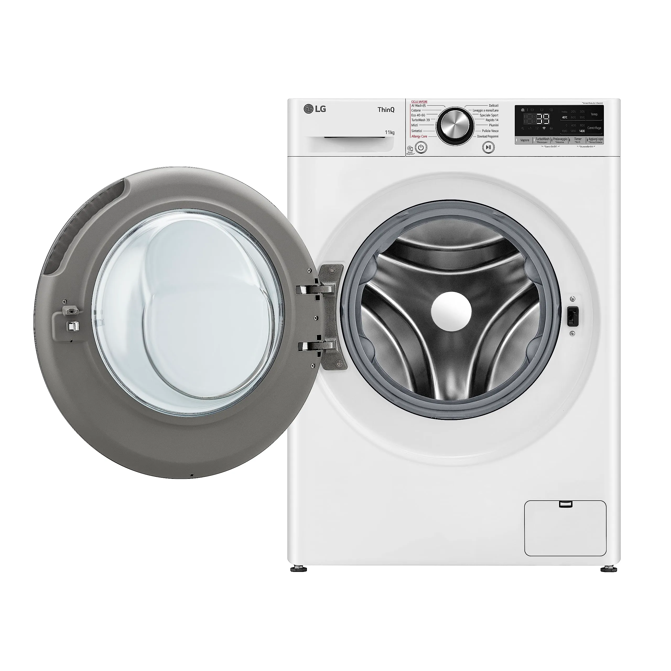 LG F4R7011TSWC Lavatrice AI DD 11kg Classe A, 1400 Giri, TurboWash 360, Wi-Fi, Bianca - immagine 3