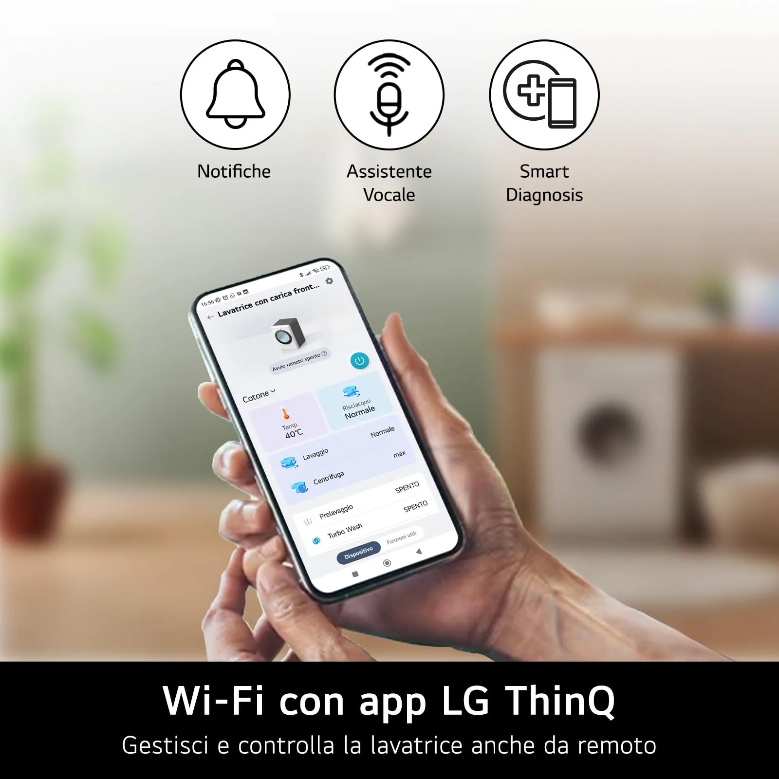 LG F4R7011TSWC Lavatrice AI DD 11kg Classe A, 1400 Giri, TurboWash 360, Wi-Fi, Bianca - immagine 9
