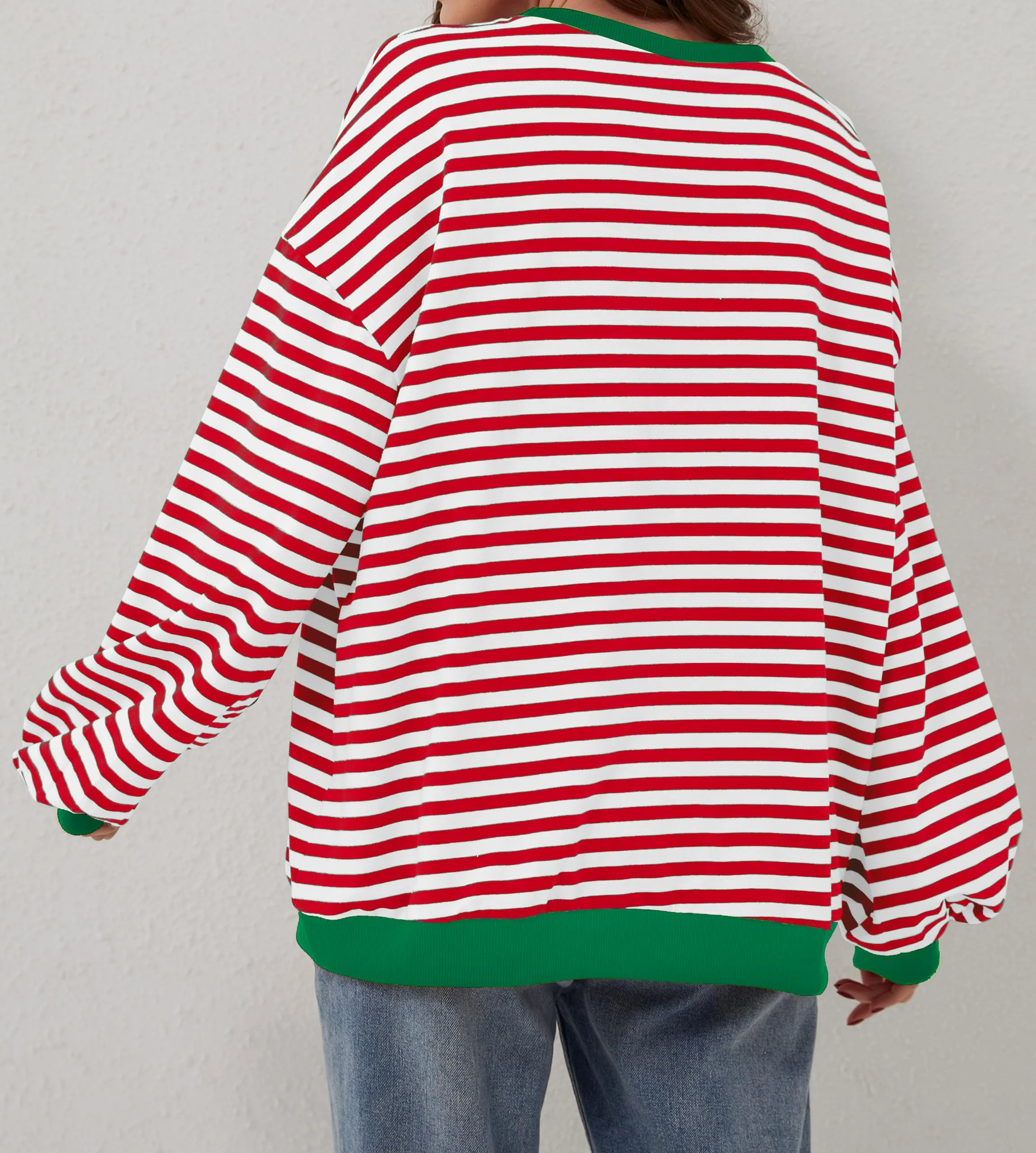 DUOEASE Felpa Donna Oversize a Righe Manica Lunga - immagine 5