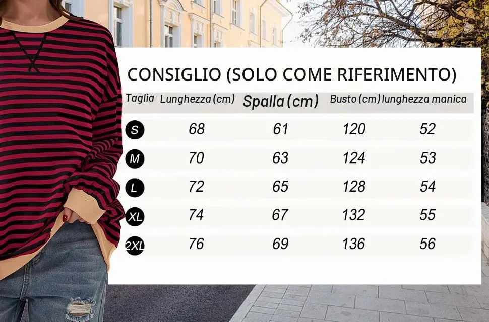 DUOEASE Felpa Donna Oversize a Righe Manica Lunga Y2K - immagine 6