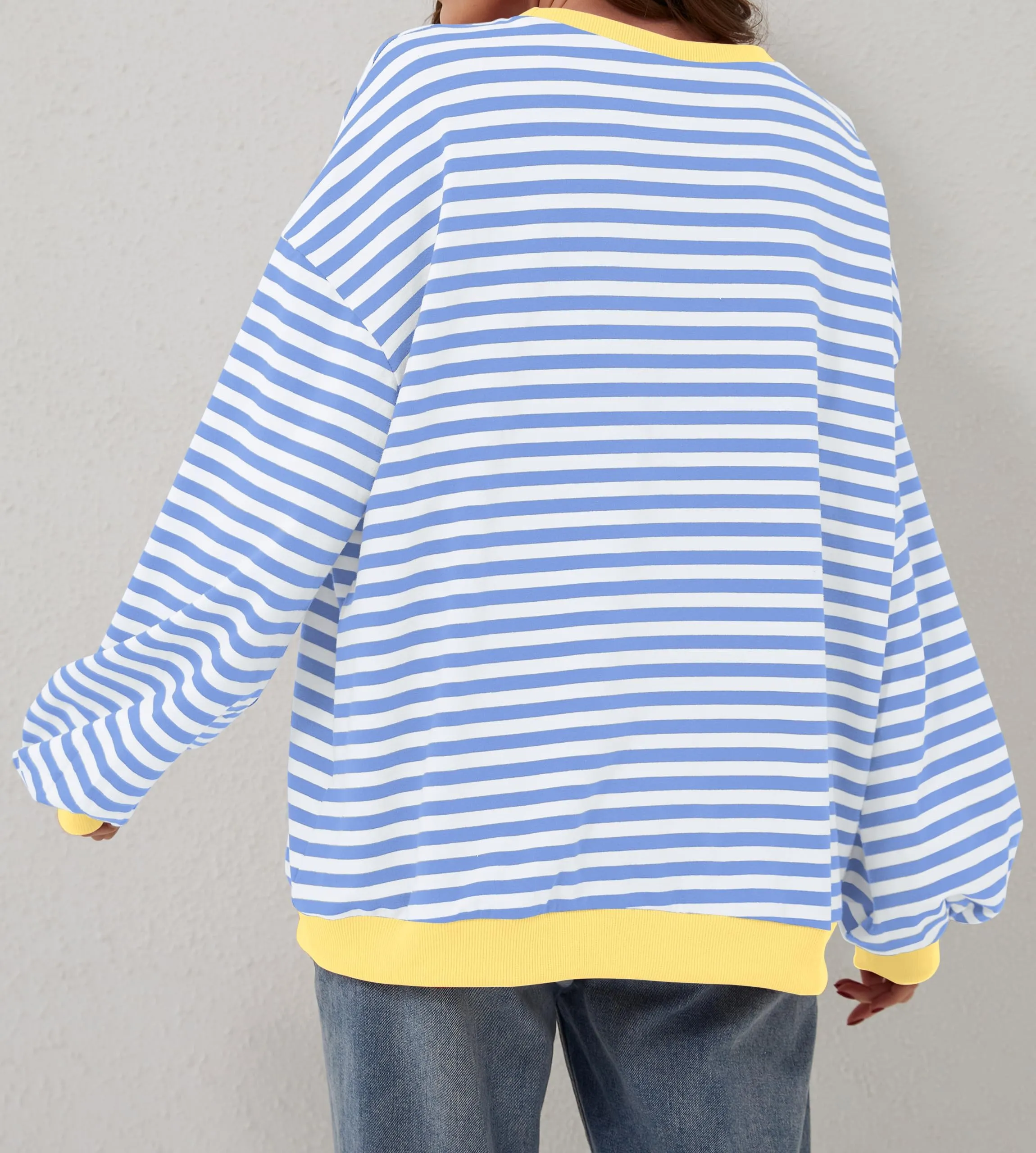 DUOEASE Felpa Donna Oversize a Righe Manica Lunga - immagine 5