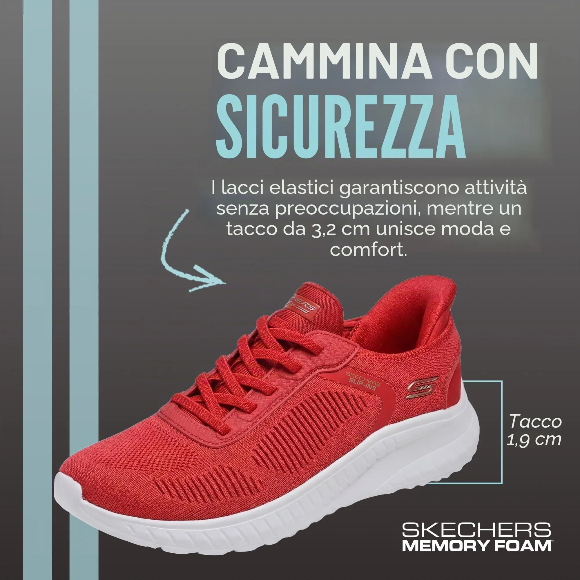 Skechers Bobs Squad Chaos-Current Muse Sneaker da Donna, Rosso, 38 EU - immagine 2