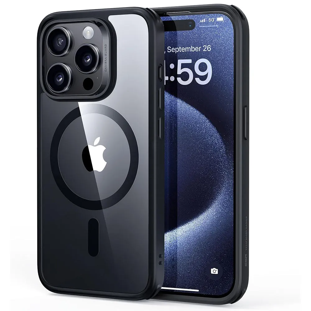 ESR Classic Hybrid Cover for iPhone 15 Pro, Nero Trasparente - immagine 1
