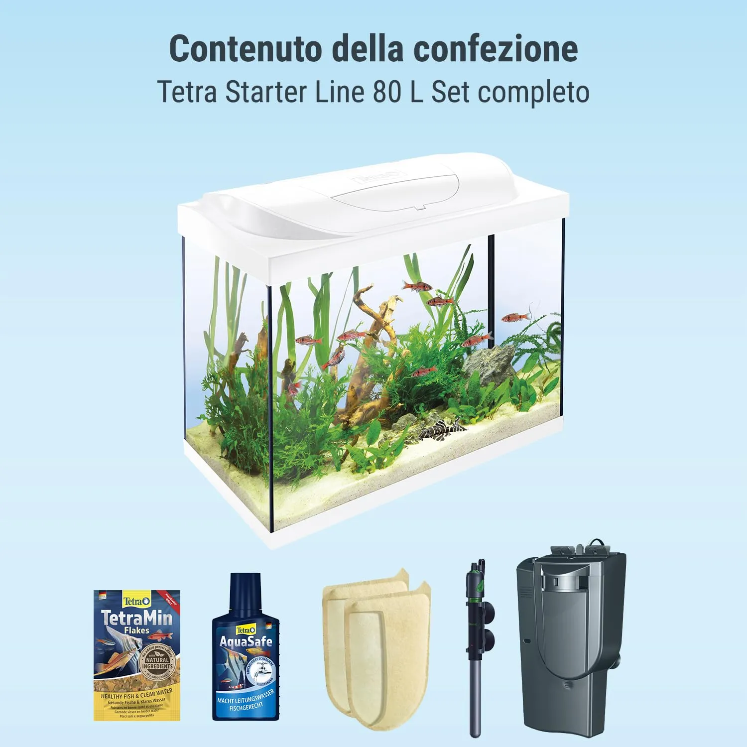 Tetra Starter Line 80 L Set Completo Acquario con Illuminazione LED, Bianco - immagine 3