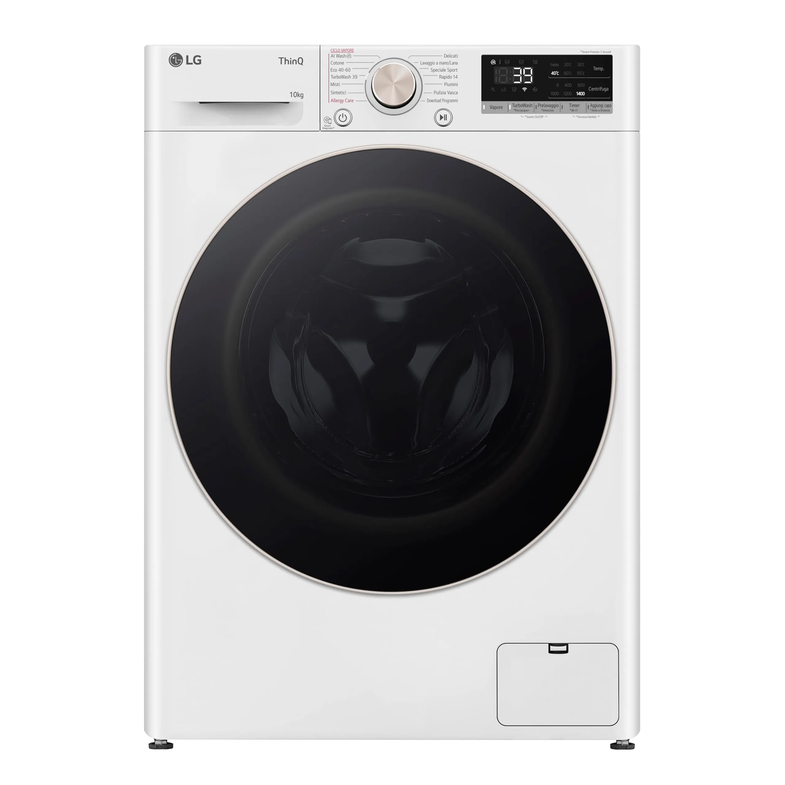LG AI DD F4R7010TSWG Lavatrice 10 kg Classe A-10%, 1400 Giri, TurboWash 360, Wi-Fi, Serie R7, Bianca - immagine 1