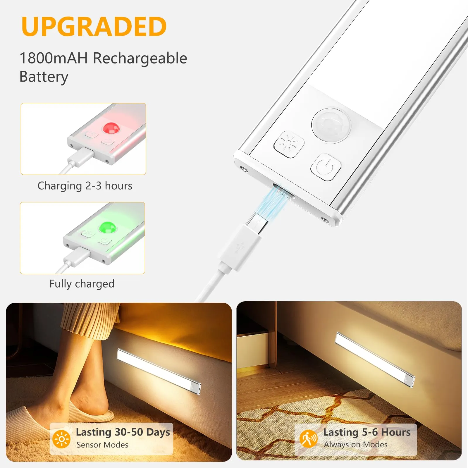 OUILA Luce Armadio LED con Sensore di Movimento, Sottopensile Cucina, 31cm, 2Pcs, GLS-C016 - immagine 6