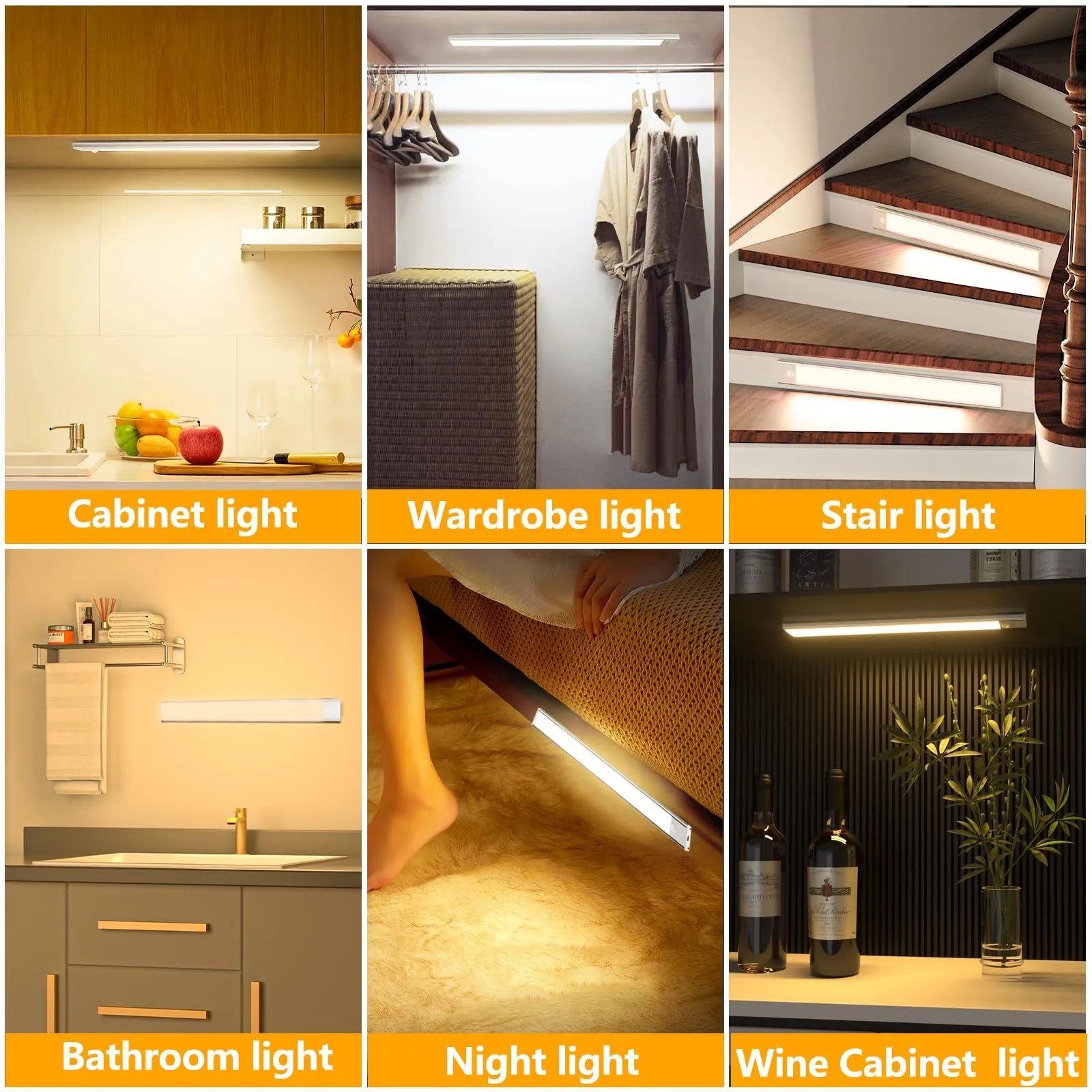 OUILA Luce Armadio LED con Sensore di Movimento, Sottopensile Cucina, 31cm, 2Pcs, GLS-C016 - immagine 7