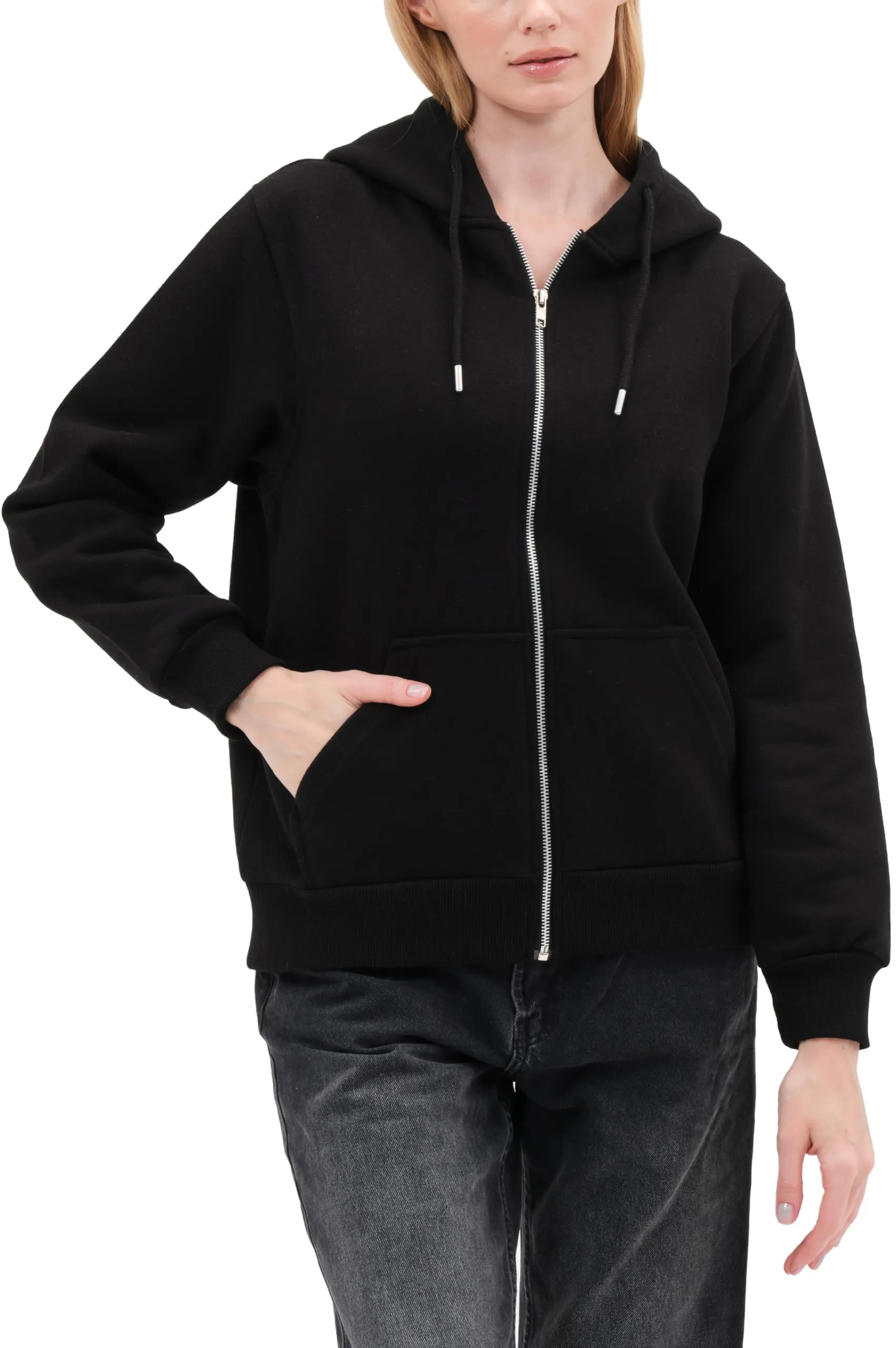 Smith & Solo Felpa da donna con cappuccio in cotone, slim fit - immagine 4