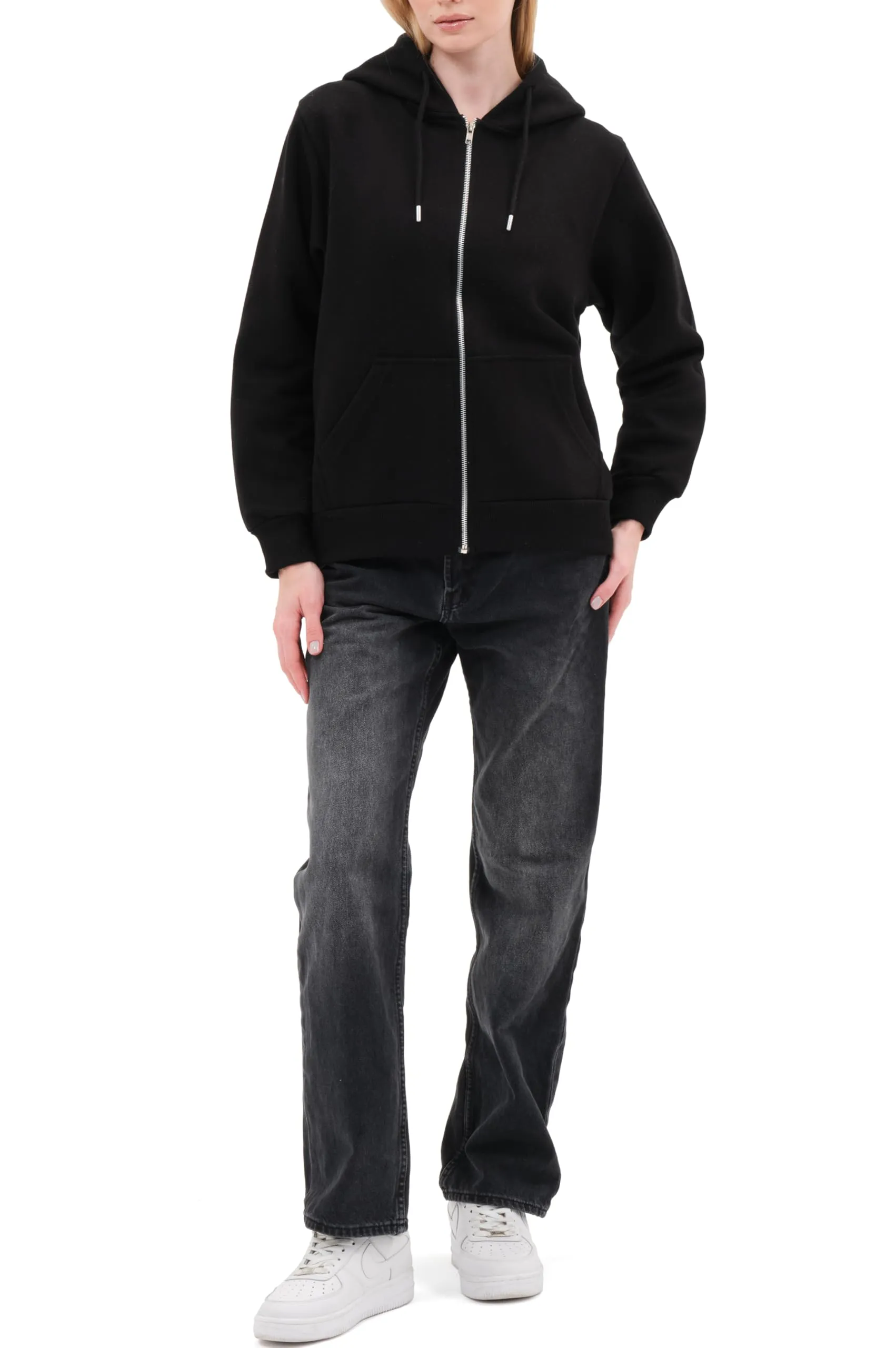 Smith & Solo Felpa da donna con cappuccio in cotone, slim fit - immagine 6