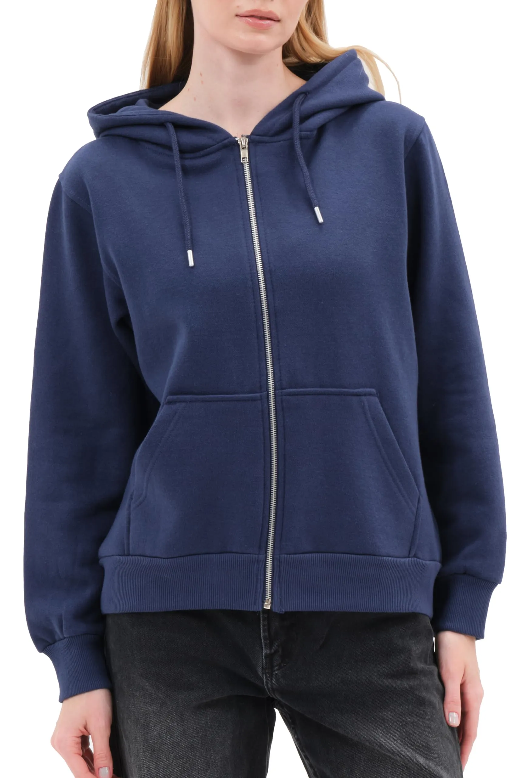 Smith & Solo Felpa da donna con cappuccio in cotone, slim fit, Blu Marino, XL - immagine 1