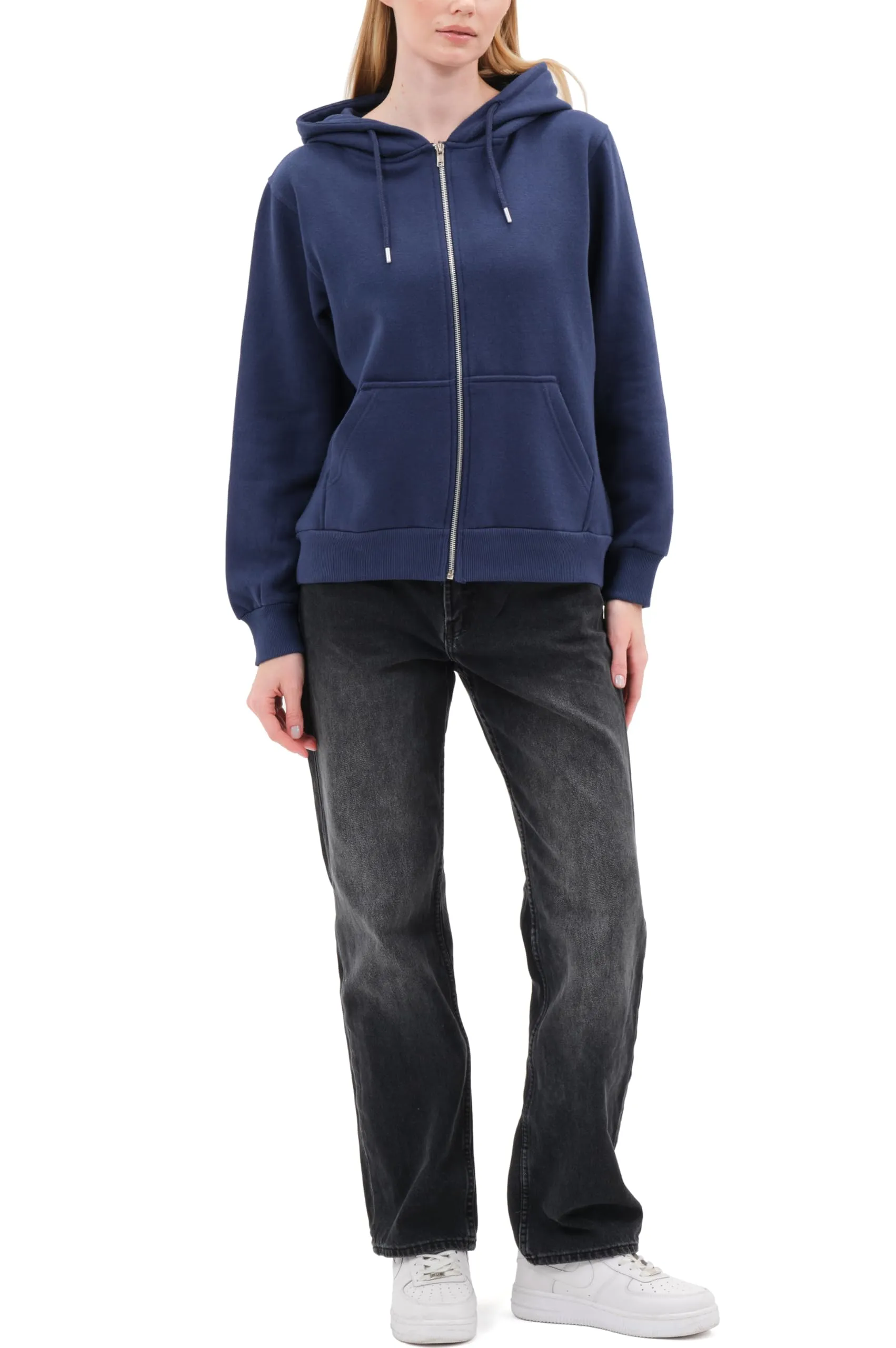 Smith & Solo Felpa da donna con cappuccio in cotone, slim fit, Blu Marino, XL - immagine 7