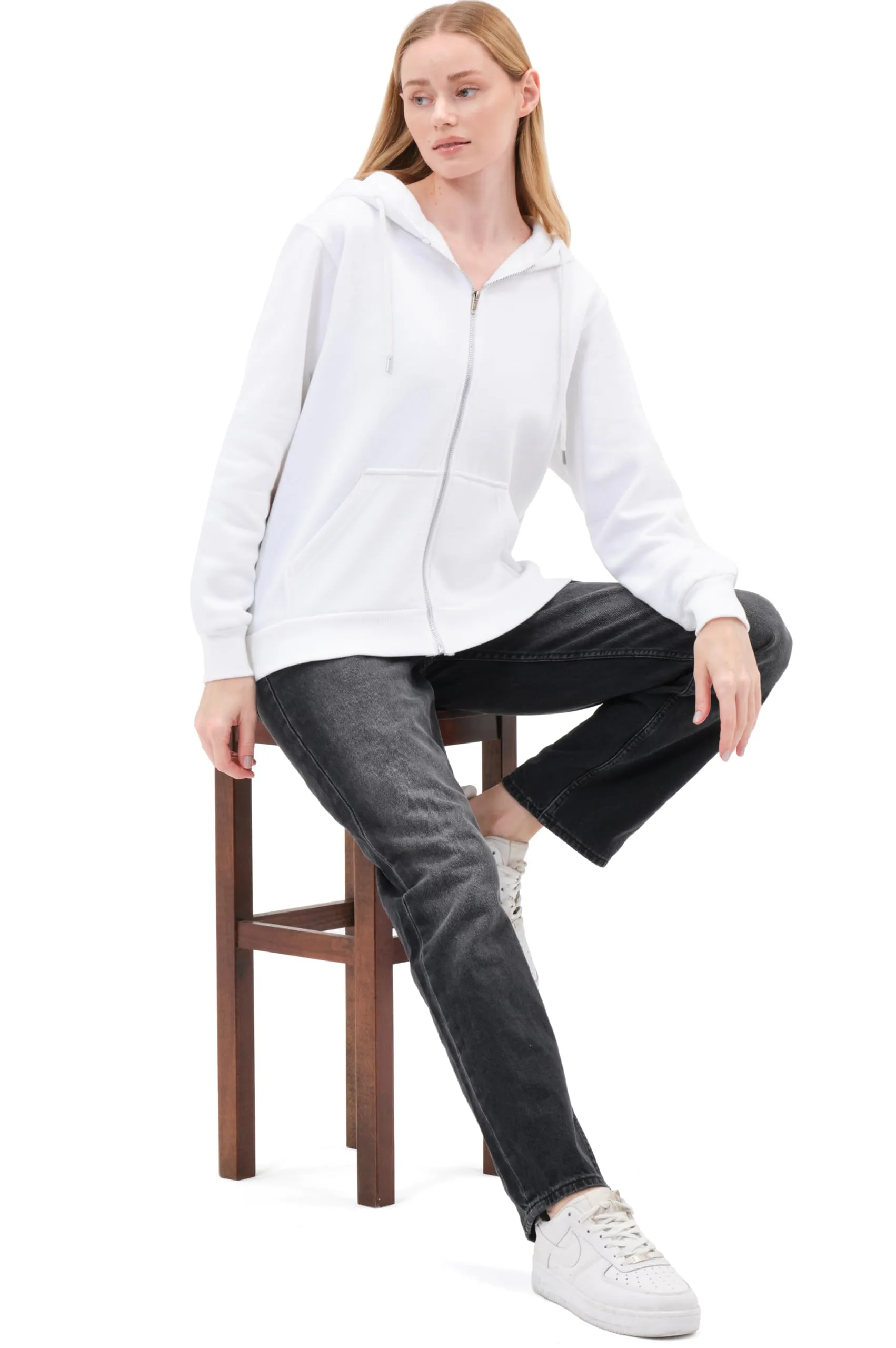 Smith & Solo Felpa da donna con cappuccio in cotone, Slim Fit - immagine 2