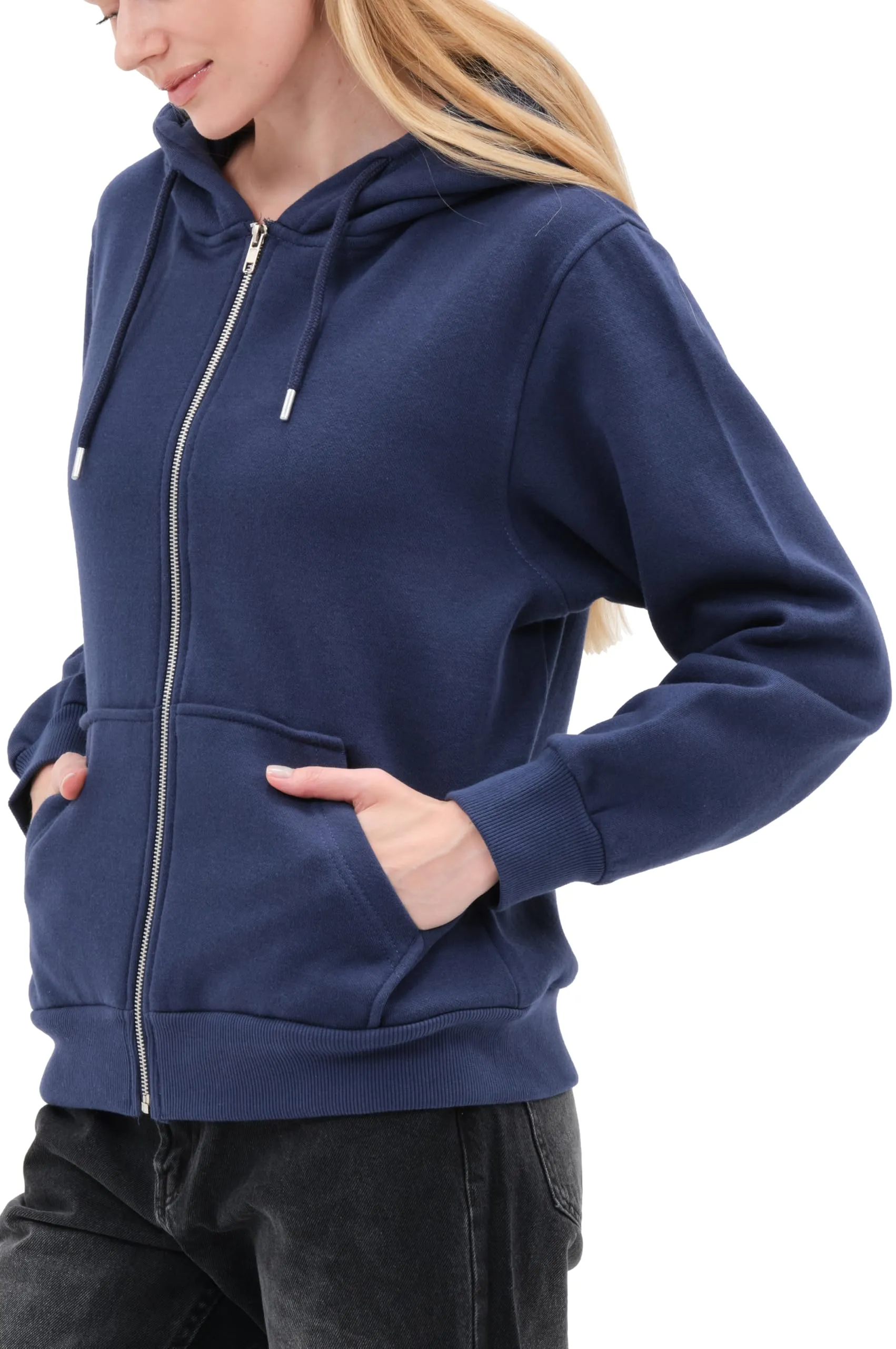 Smith & Solo Felpa da donna con cappuccio in cotone, slim fit - immagine 4