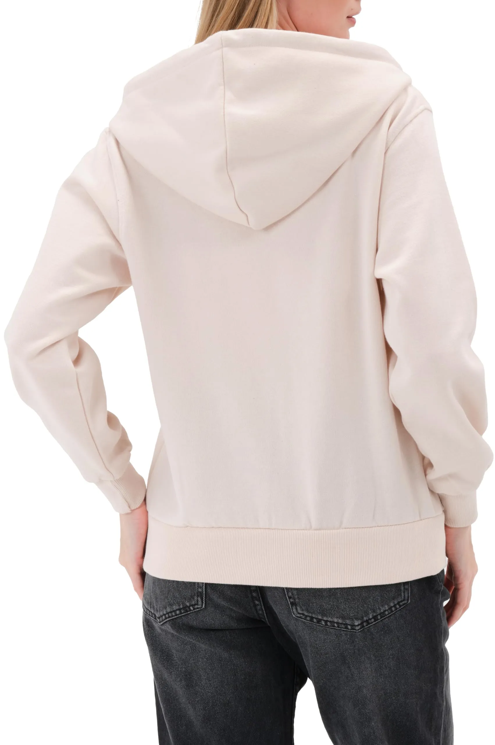 Smith & Solo Felpa da donna con cappuccio in cotone, slim fit, Rosa-zip - immagine 5