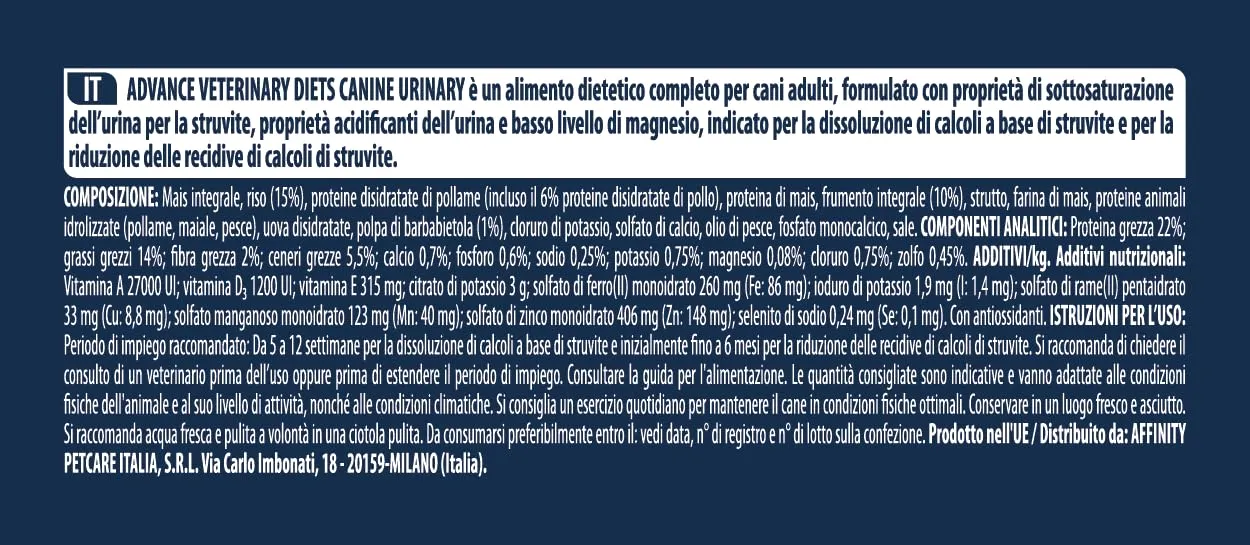 Affinity Advance Veterinary Diets Urinary Canine 12 kg - immagine 5