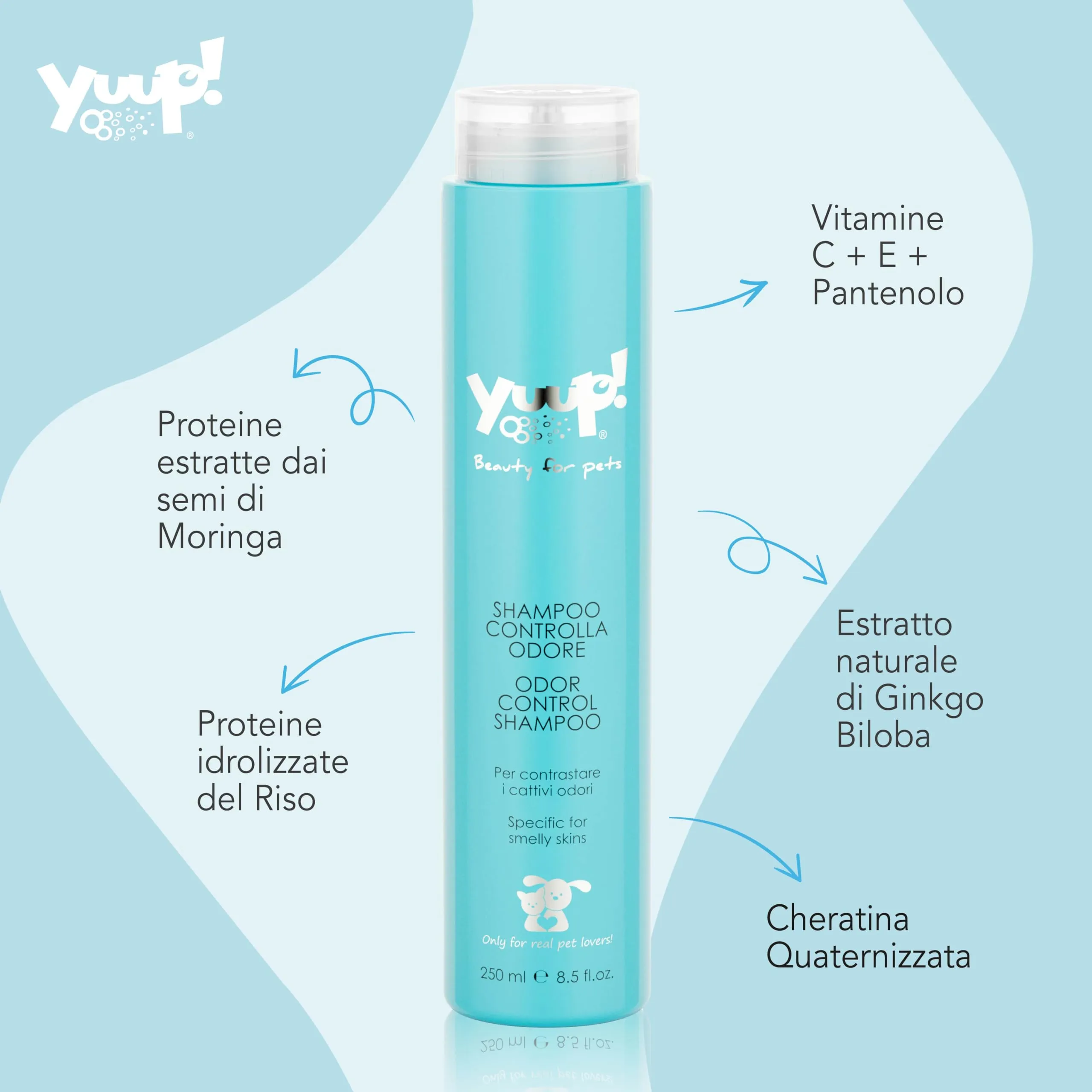 Yuup Shampoo per Cani e Gatti Controlla Odore, 250 ml - immagine 2
