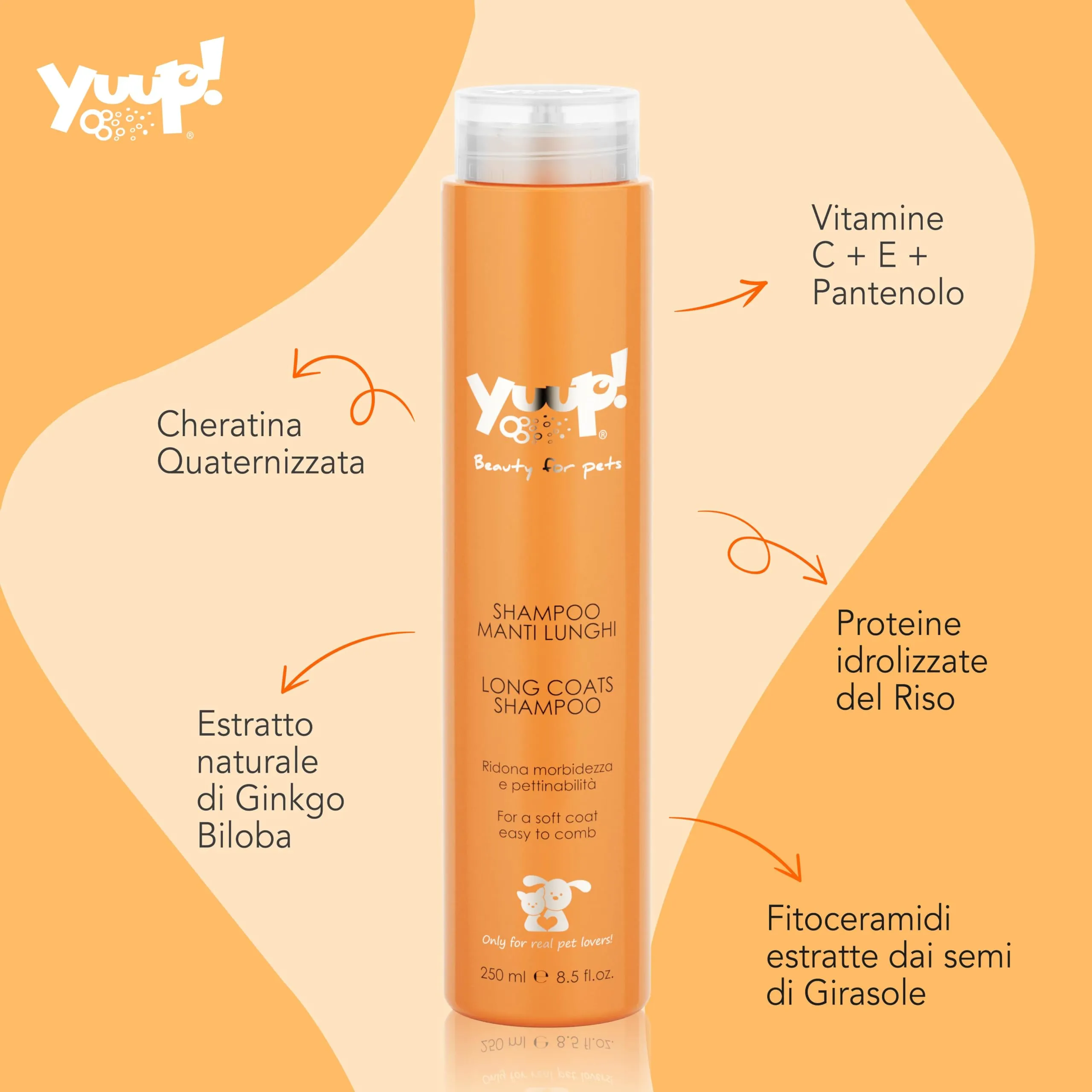 Yuup Shampoo per Cani e Gatti Manti Lunghi, 250 ml - immagine 2