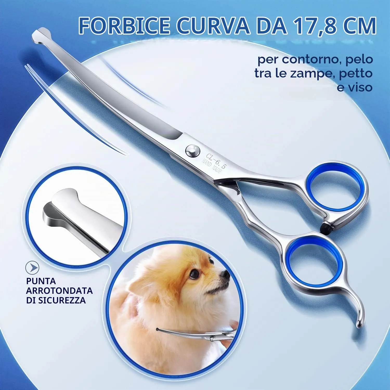 Gimars Professional 5 in 1 Dog Grooming Scissors Set with Round Safety Tip, Straight and Curved Titanium Coated Shears - immagine 5