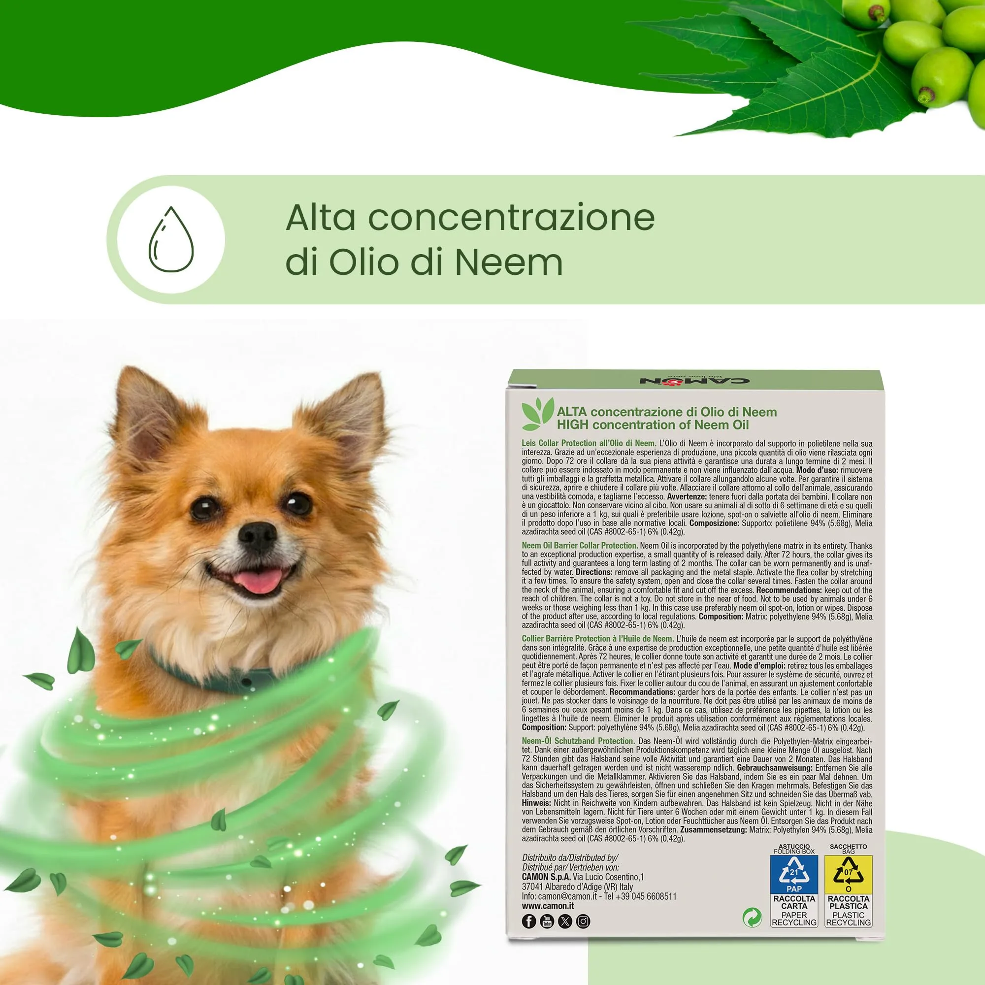Camon Collare Olio di Neem per Cani di Taglia Piccola, 35cm - immagine 2