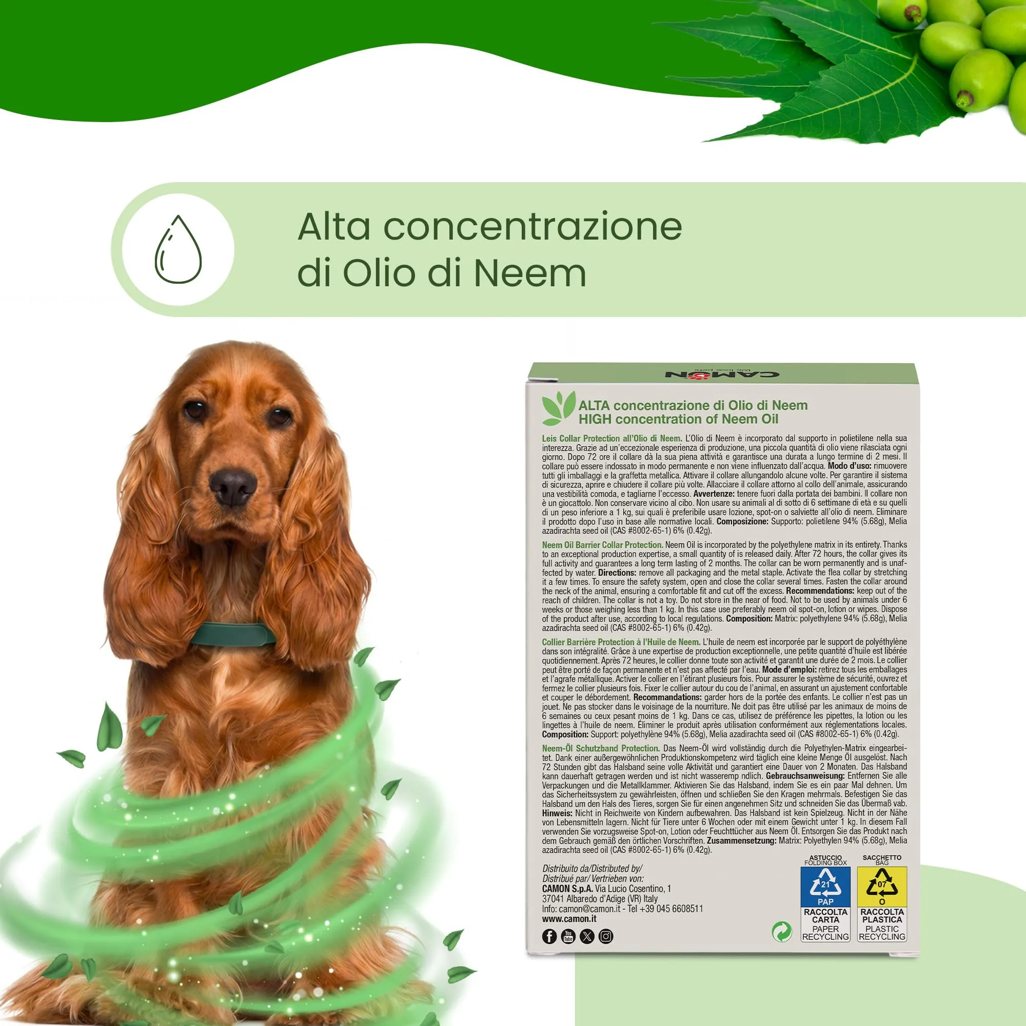 Camon Collare Protettivo per Cane con Olio di Neem, 75cm (>10kg) - immagine 2