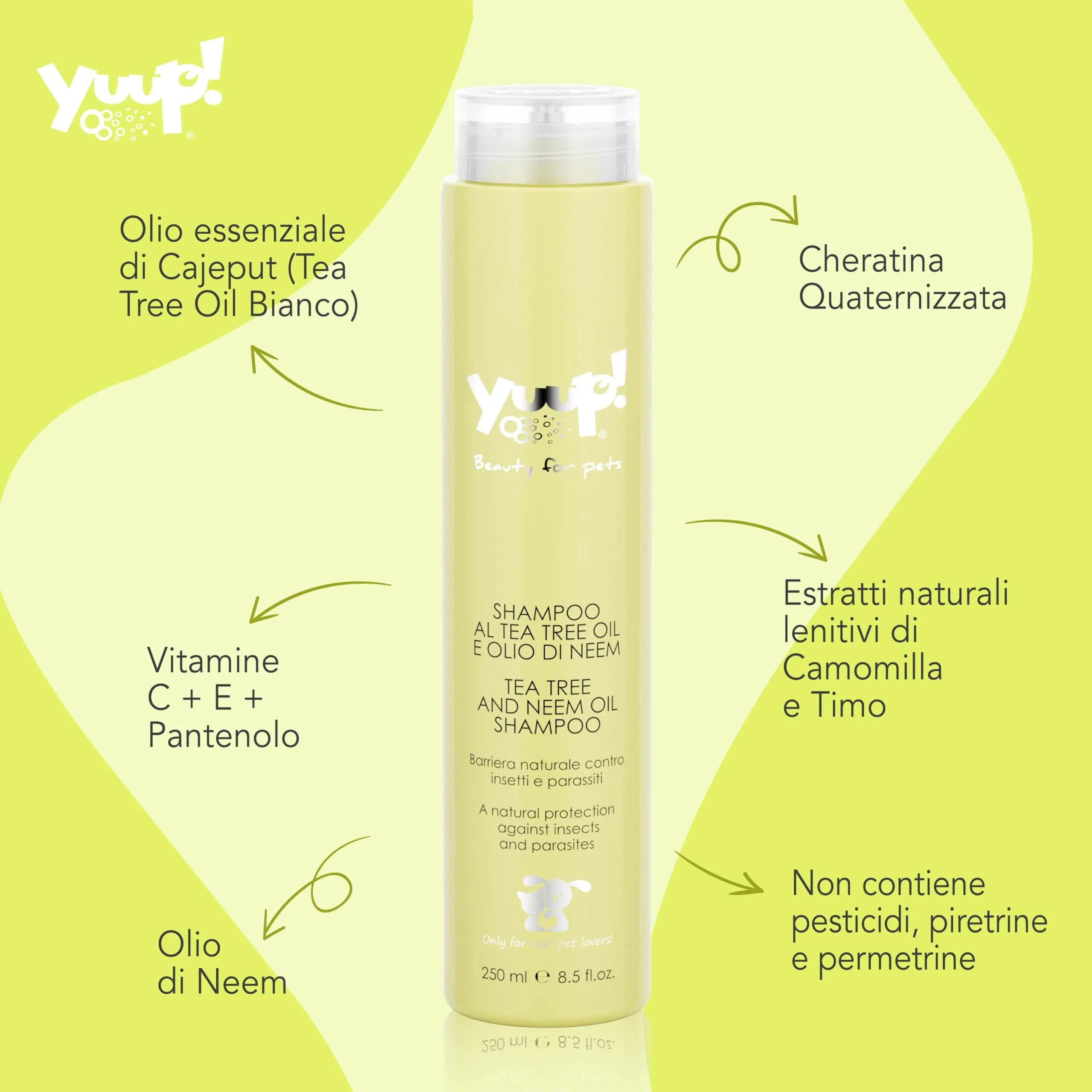 Yuup Shampoo per Cani e Gatti al Tea Tree Oil e Olio di Neem, 250 ml - immagine 2
