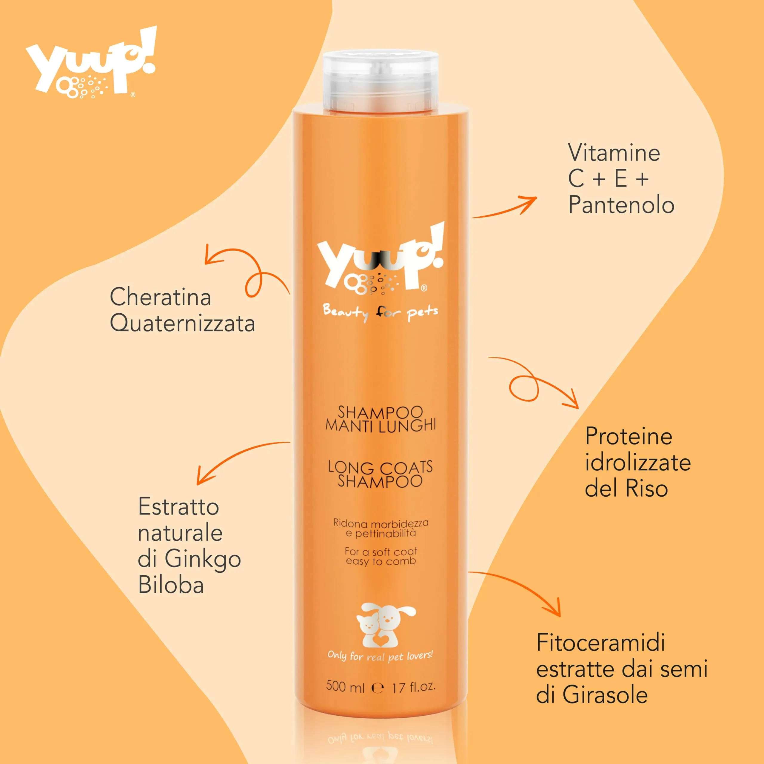 Yuup Shampoo per Cani e Gatti Manti Lunghi, 500 ml - immagine 2