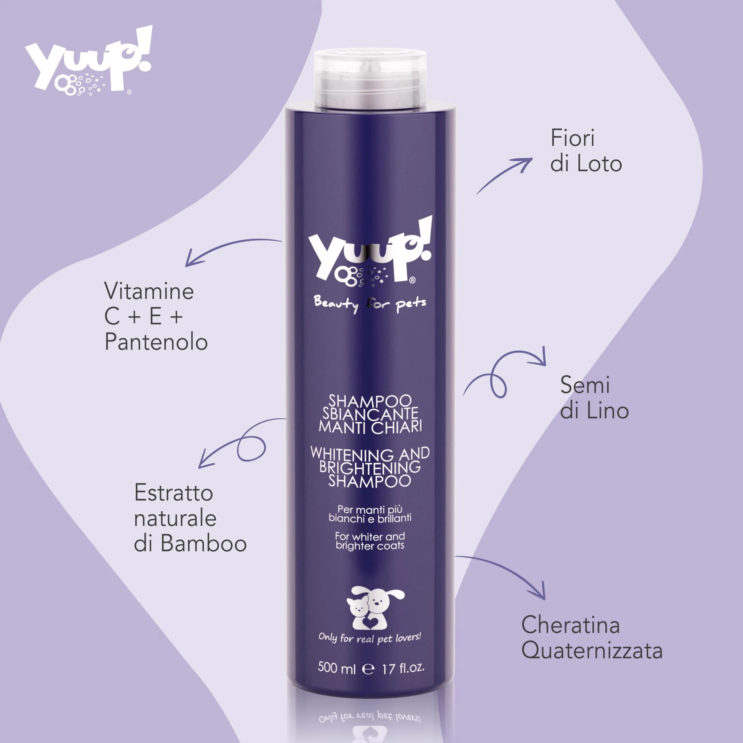 Yuup Shampoo Sbiancante per Manti Chiari per Cani e Gatti, 500 ml - immagine 2