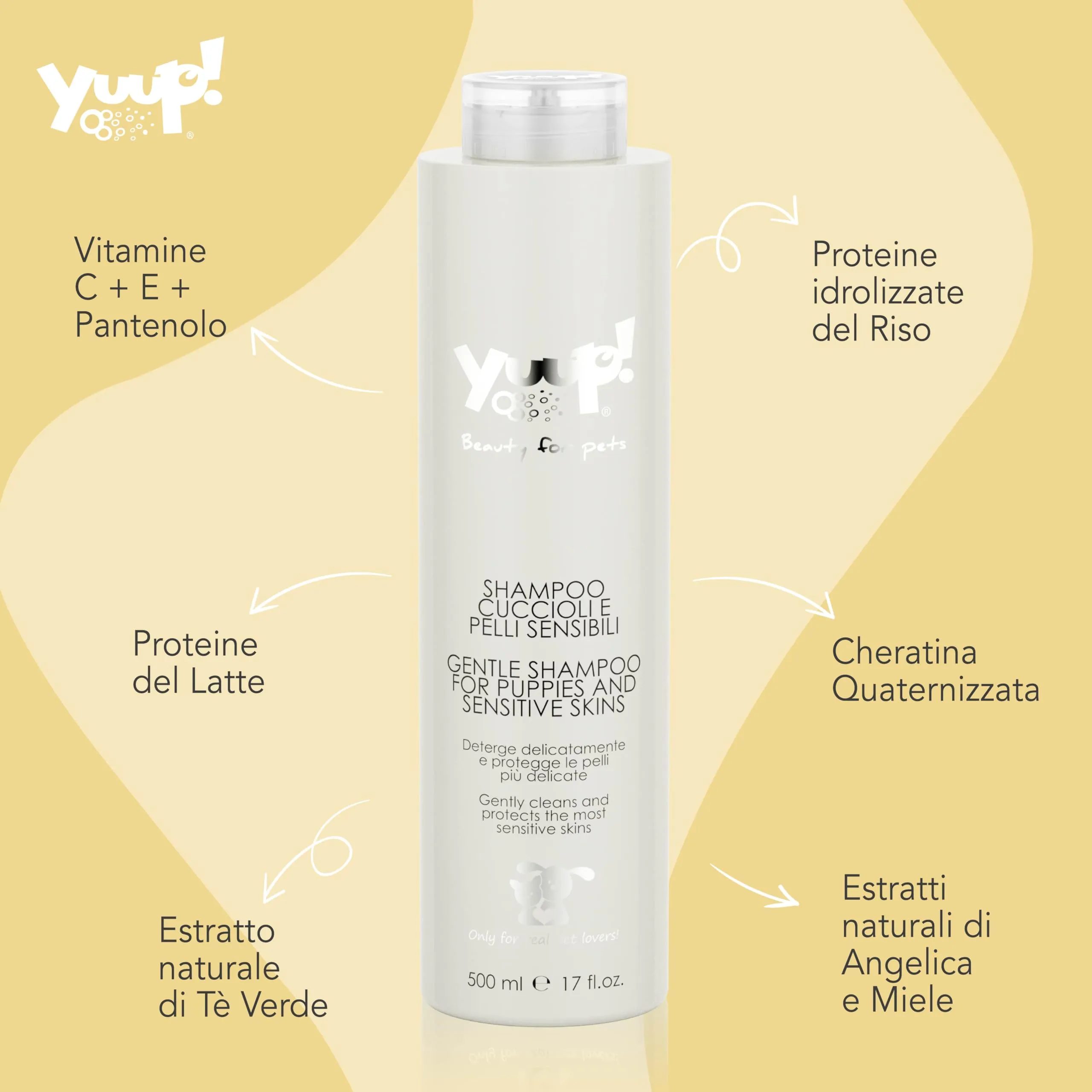 Yuup Shampoo per Cani e Gatti Cuccioli e Pelli Sensibili, 500 ml - immagine 2