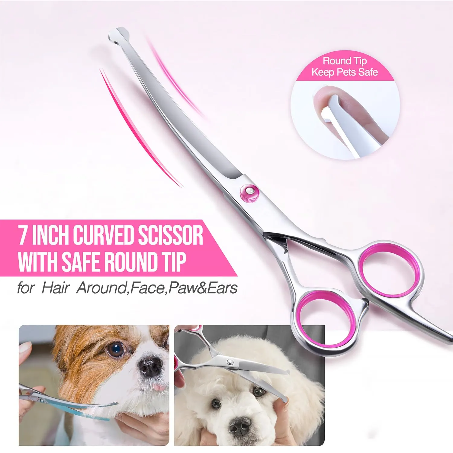 Gimars 5-in-1 Kit di Forbici per Toelettatura per Cani e Gatti in Acciaio Inossidabile 4CR con Punta Rotonda e Custodia - immagine 3