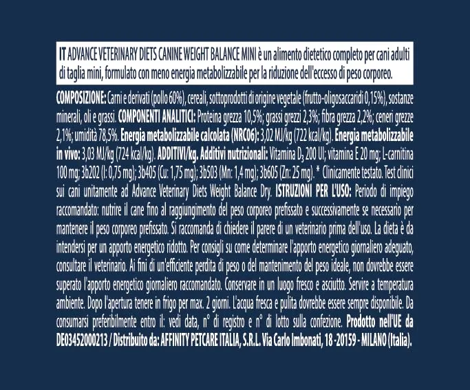 Advance Veterinary Diets Weight Balance Cibo Umido per Cani Multipack 8x150g - immagine 8