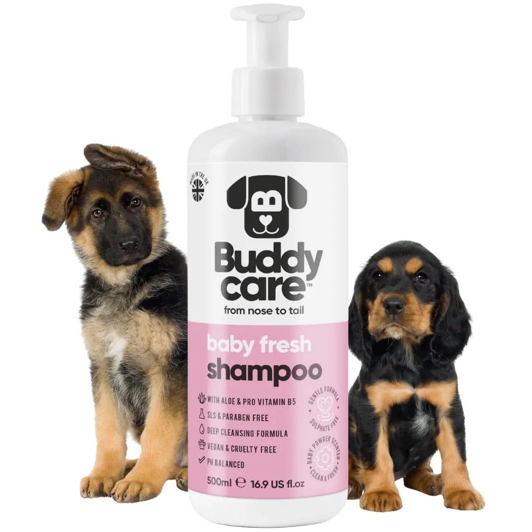 Buddycare Shampoo per Cani Baby Fresh, Detergente Profondo con Aloe Vera e B5 (500ml) - immagine 1