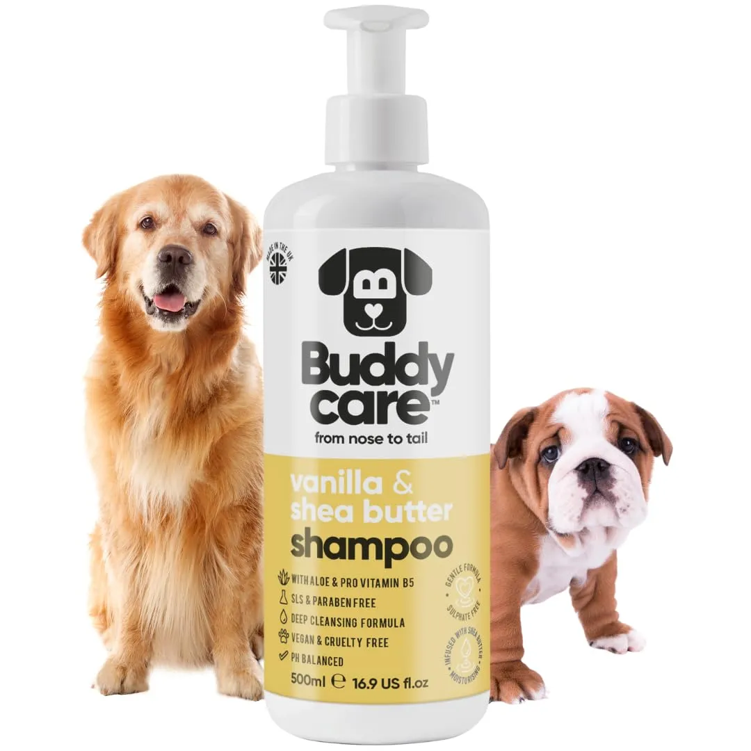 Buddycare Shampoo per Cani alla Vaniglia e al Burro di Karité, Idratante con Aloe Vera e B5, 500 ml - immagine 1