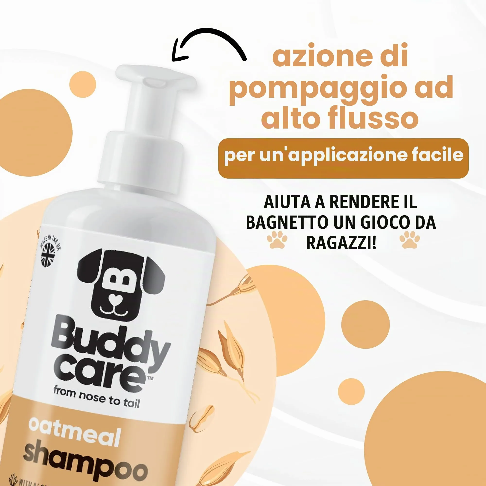 Buddycare Shampoo per Cani alla Farina d'Avena, Aloe Vera e B5 (500ml) - immagine 3