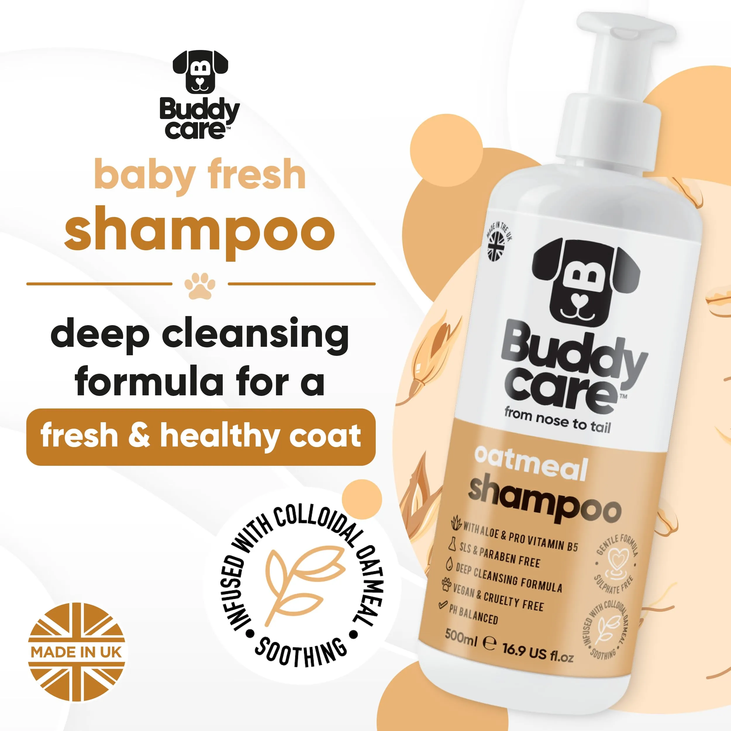 Buddycare Shampoo per Cani alla Farina d'Avena, Aloe Vera e B5 (500ml) - immagine 6