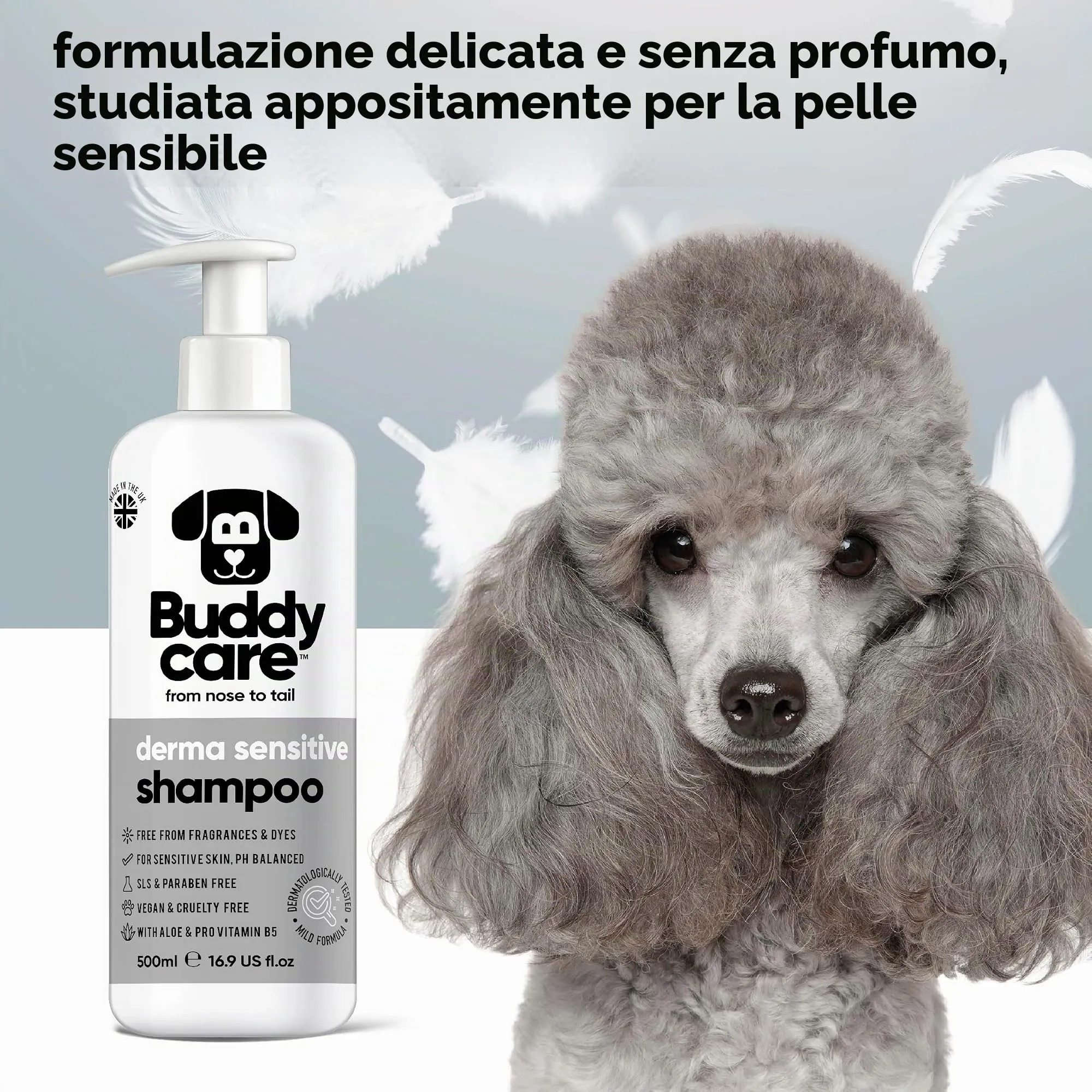 Buddycare Shampoo per cani Derma Sensitive con Aloe Vera e Pro Vitamina B5, 500 ml - immagine 3