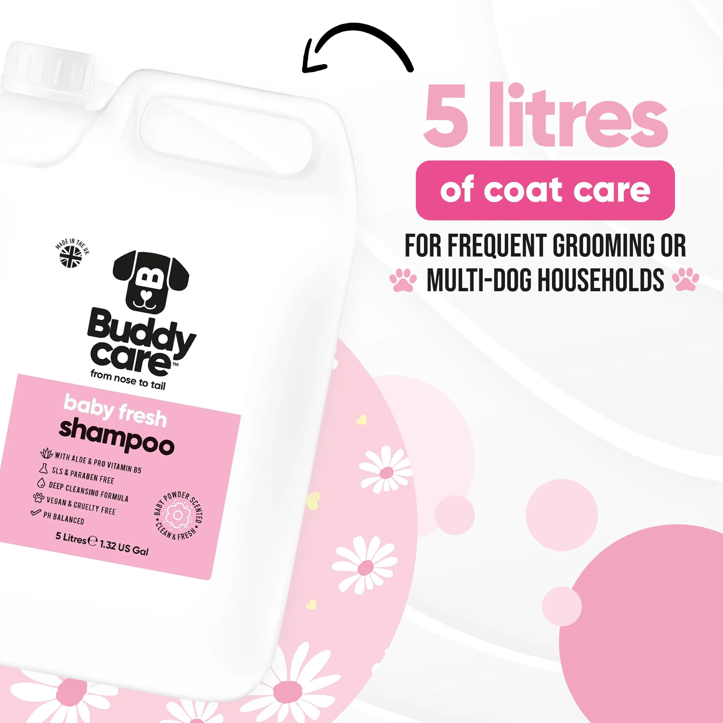 Buddycare Baby Fresh Shampoo per Cani con Aloe Vera e B5, Detergente Profondo (5L) - immagine 6