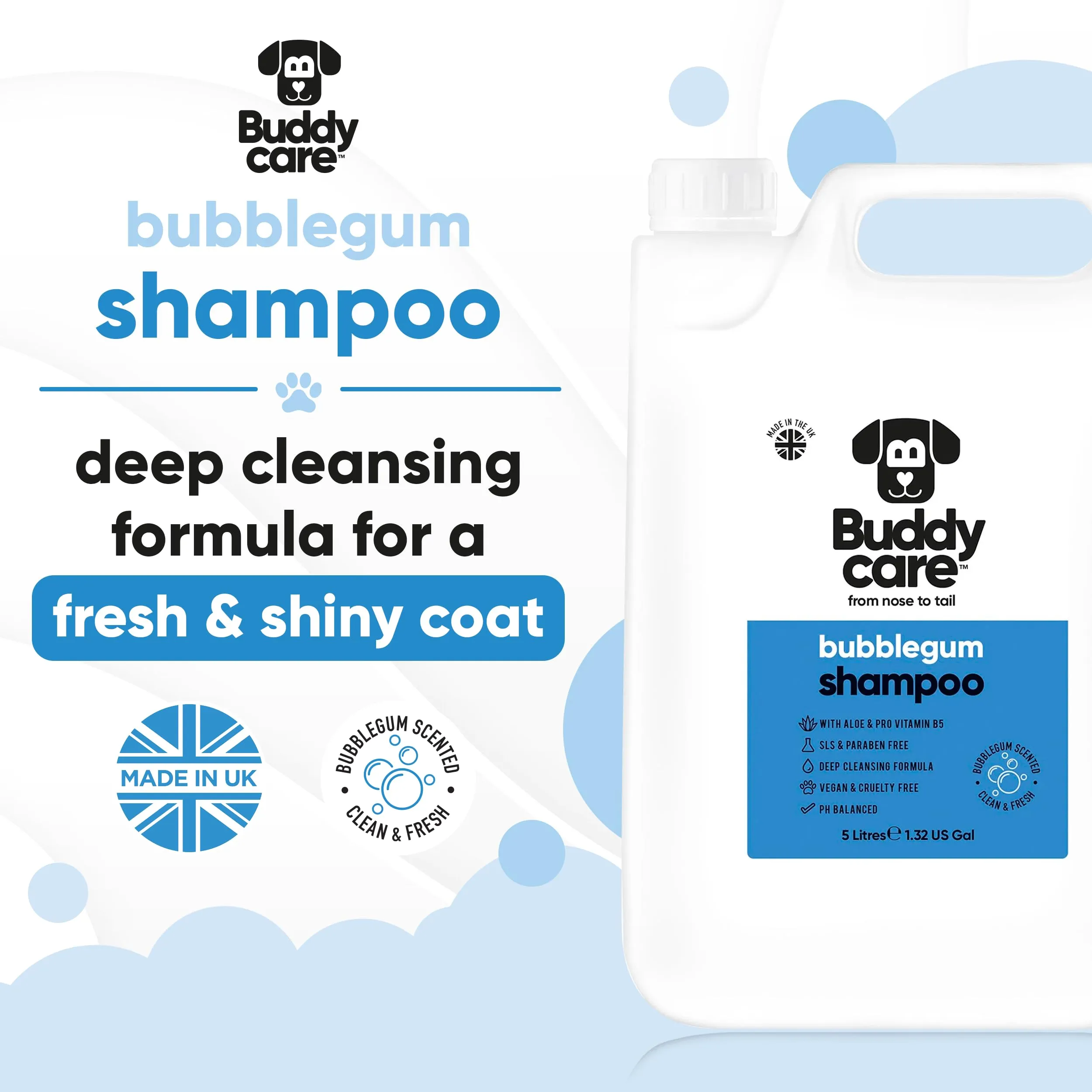 Buddycare Shampoo per cani Bubblegum con Aloe Vera e Pro Vitamina B5, 5L - immagine 2