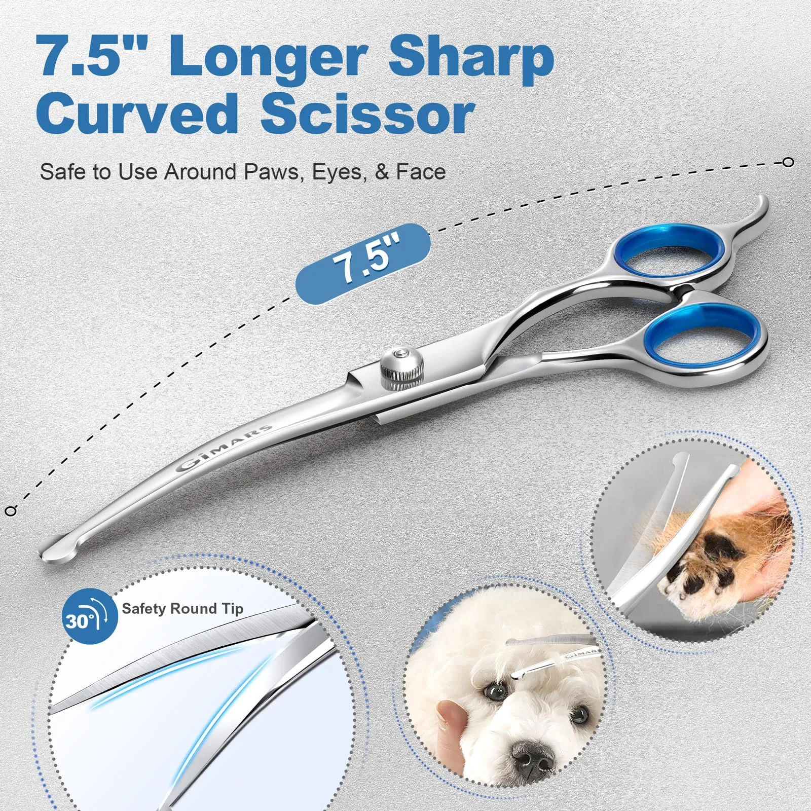 Gimars Professional Dog Grooming Scissors Set 6-in-1, 4CR Stainless Steel with Titanium Coating and Safety Round Tips - immagine 2