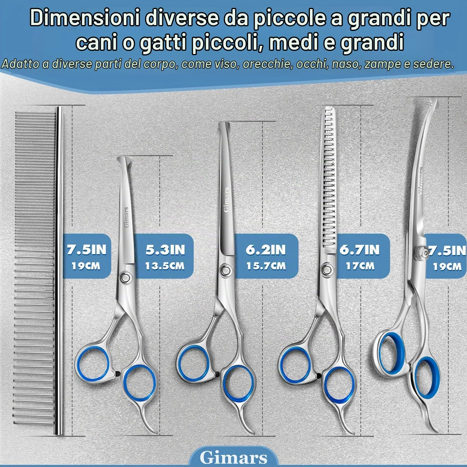 Gimars Professional Dog Grooming Scissors Set 6-in-1, 4CR Stainless Steel with Titanium Coating and Safety Round Tips - immagine 9