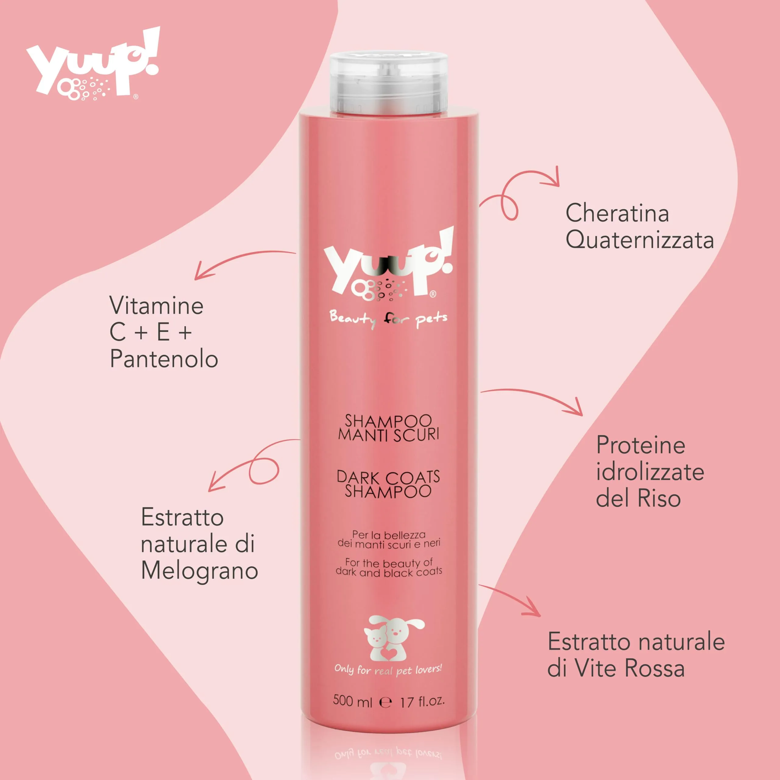 Yuup Shampoo per Cani e Gatti Manti Scuri, 500 ml - immagine 2