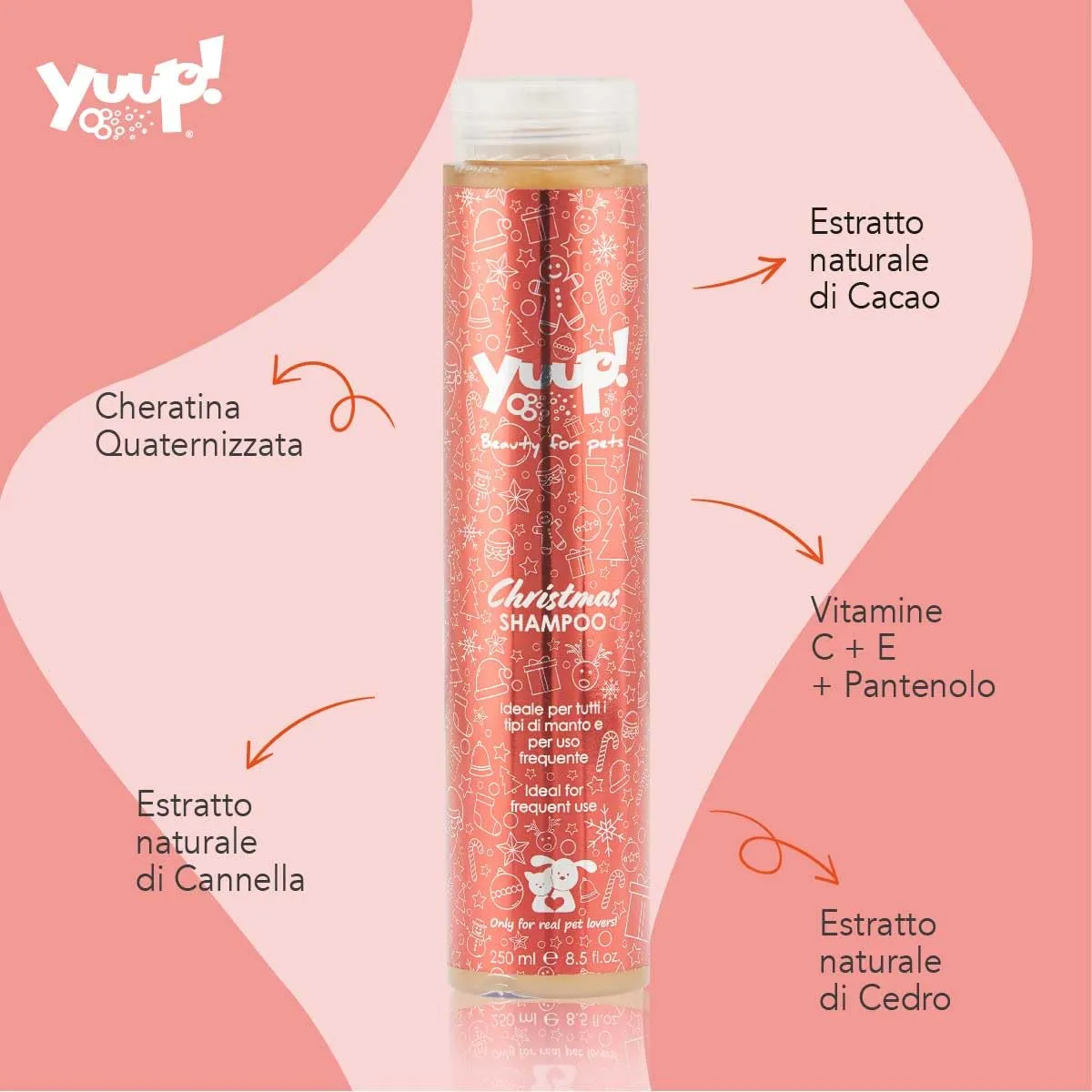 Yuup Christmas Shampoo per Cani e Gatti, Profumo di Pan di Zenzero, Burro e Biscotti, 250 ml - immagine 2