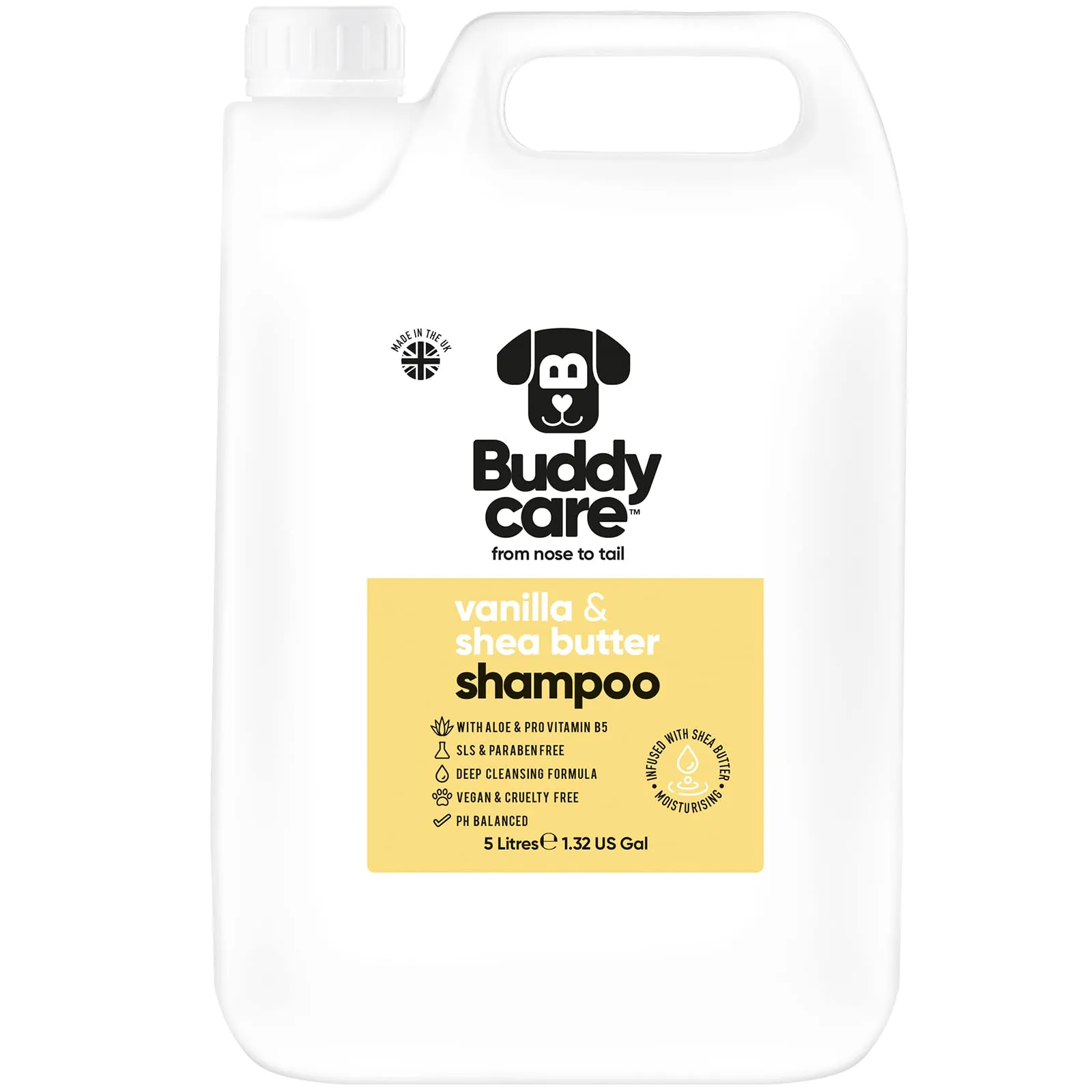 Buddycare Shampoo per Cani alla Vaniglia e Burro di Karité con Aloe Vera e B5, 5L - immagine 1