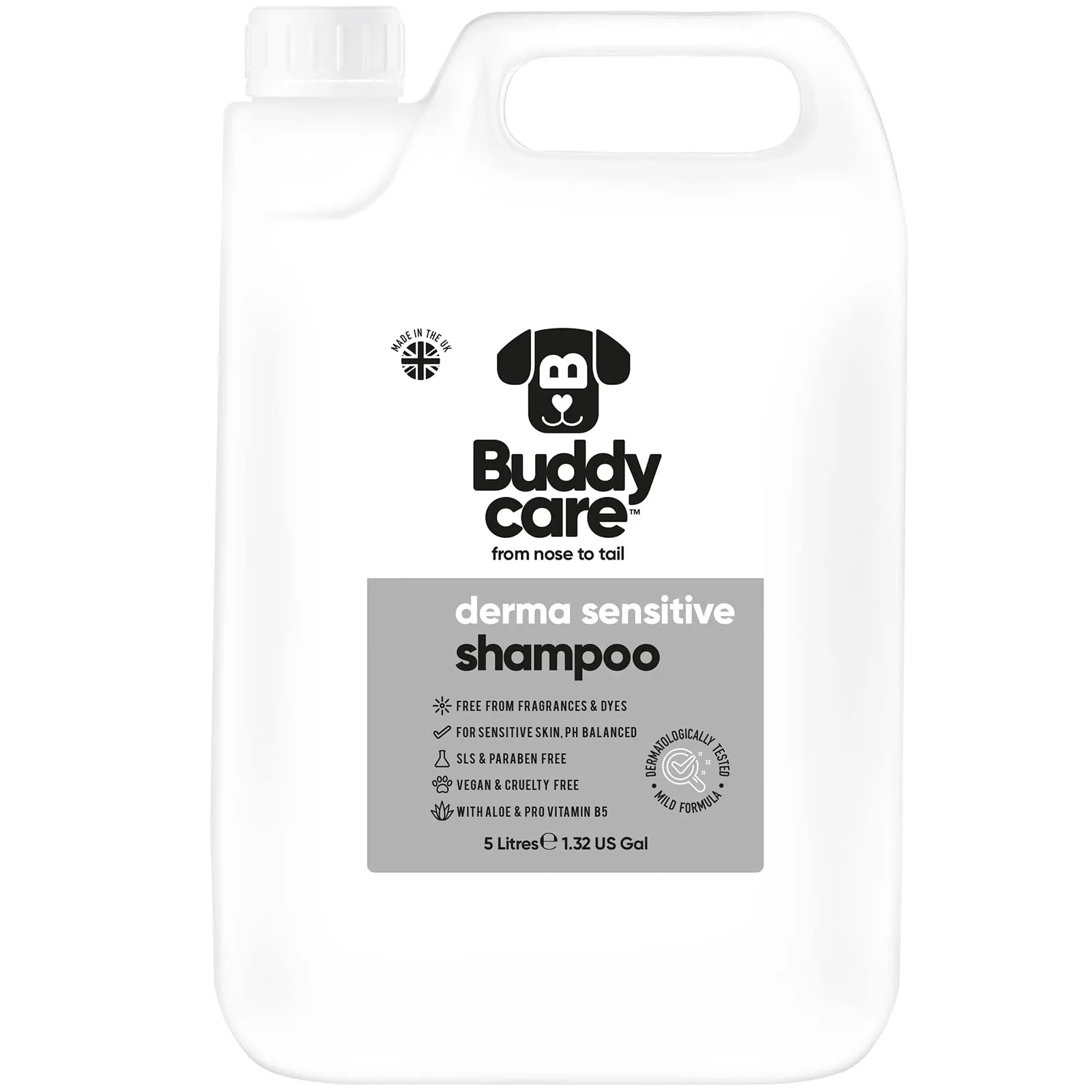 Buddycare Shampoo per Cani Derma Sensitive con Aloe Vera e Pro Vitamina B5, 5L - immagine 1